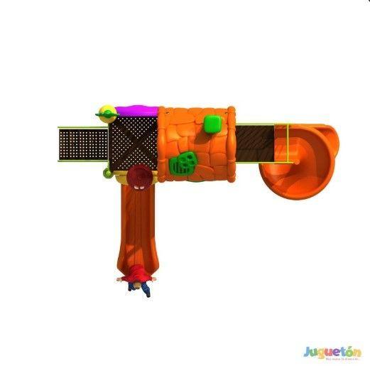 Estación de Juegos Dos Toboganes Espiral y Simple Naranjo-2
