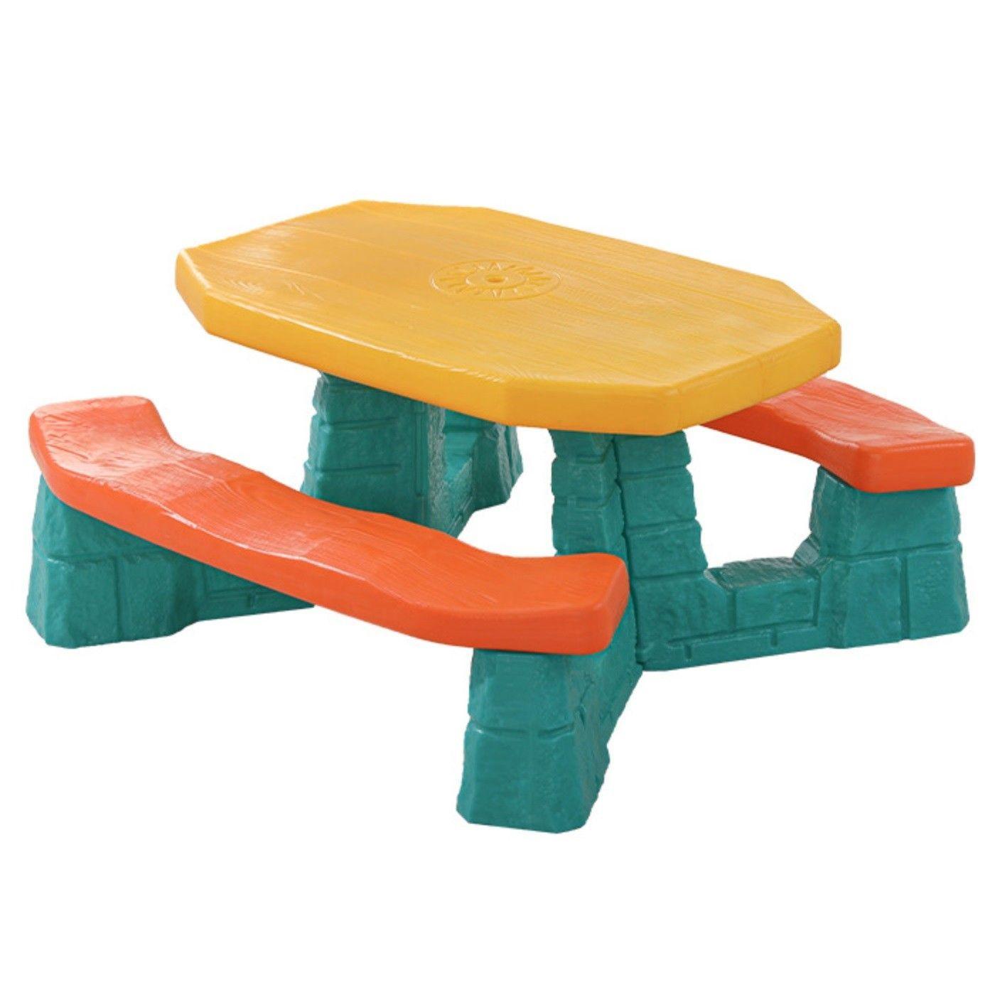 Mesa Infantil Picnic con Banquetas y Quitasol calidad Ludik Colorida-2