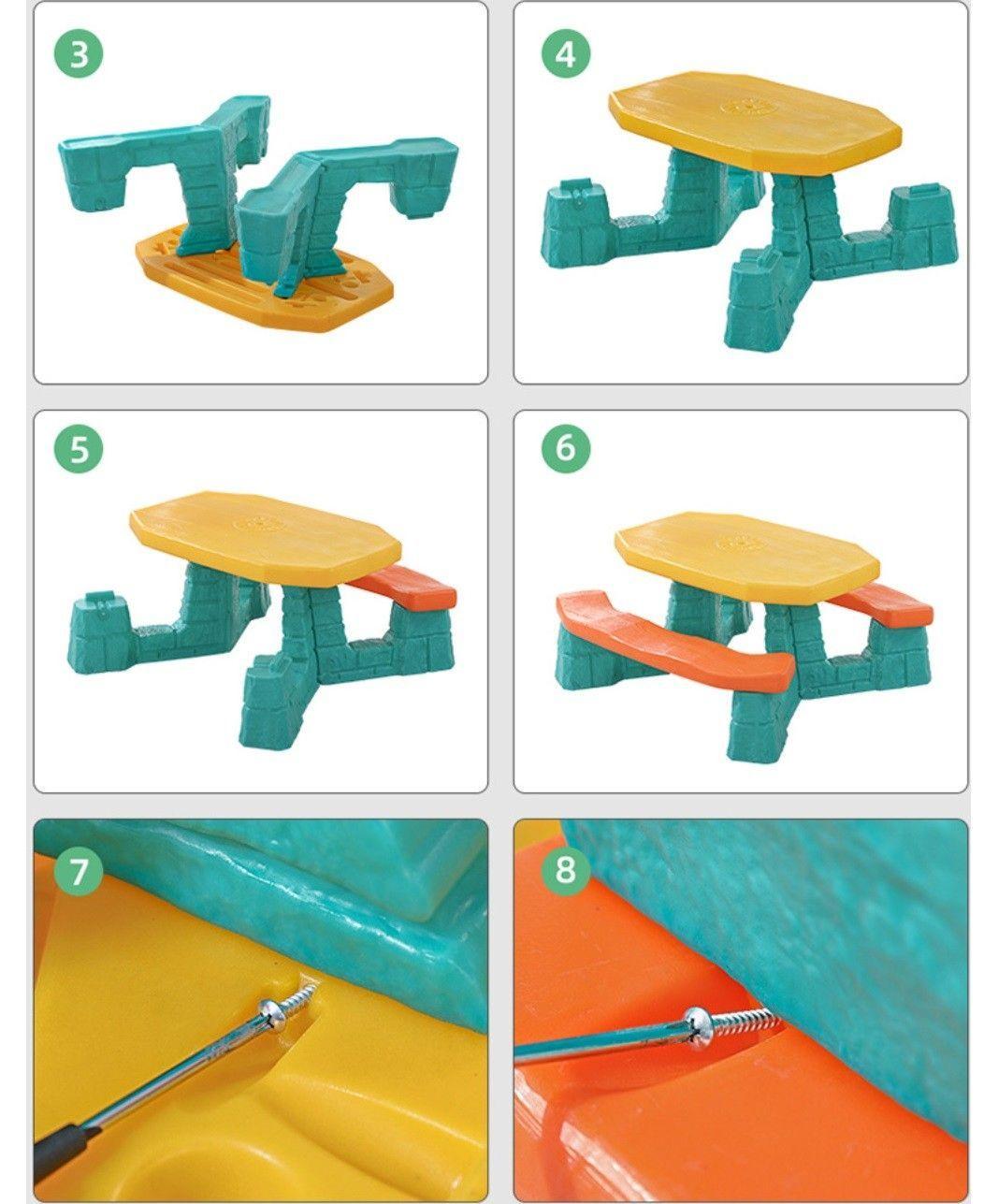 Mesa Infantil Picnic con Banquetas y Quitasol calidad Ludik Colorida-3