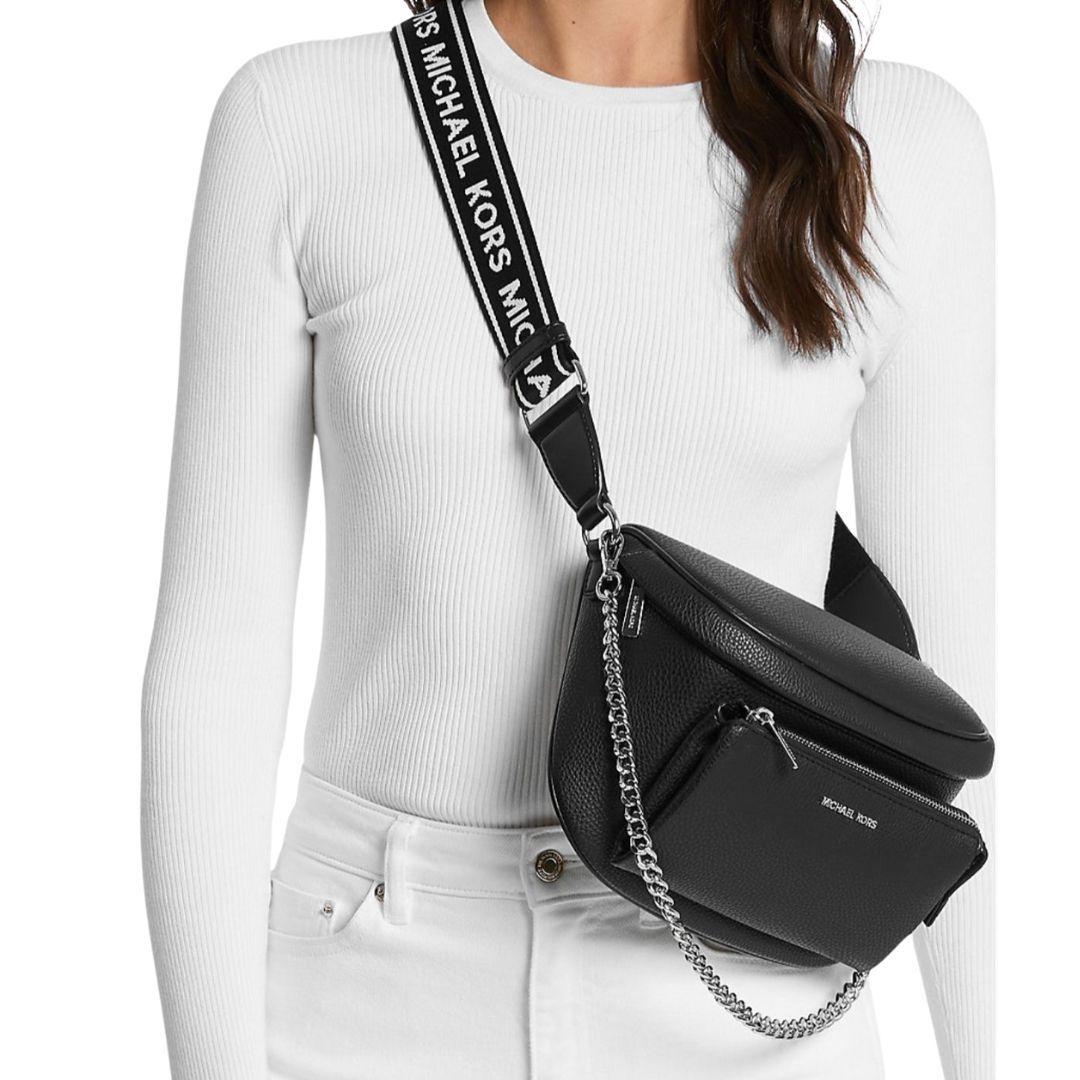 Riñonera Michael Kors Slater medium Sling Pack negro-3