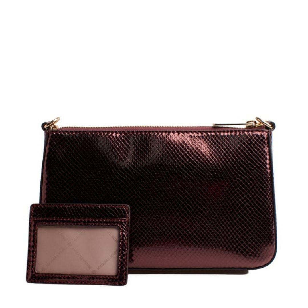 Cartera Michael Kors Set con tarjetero Oxblood burdeo metalizado-3