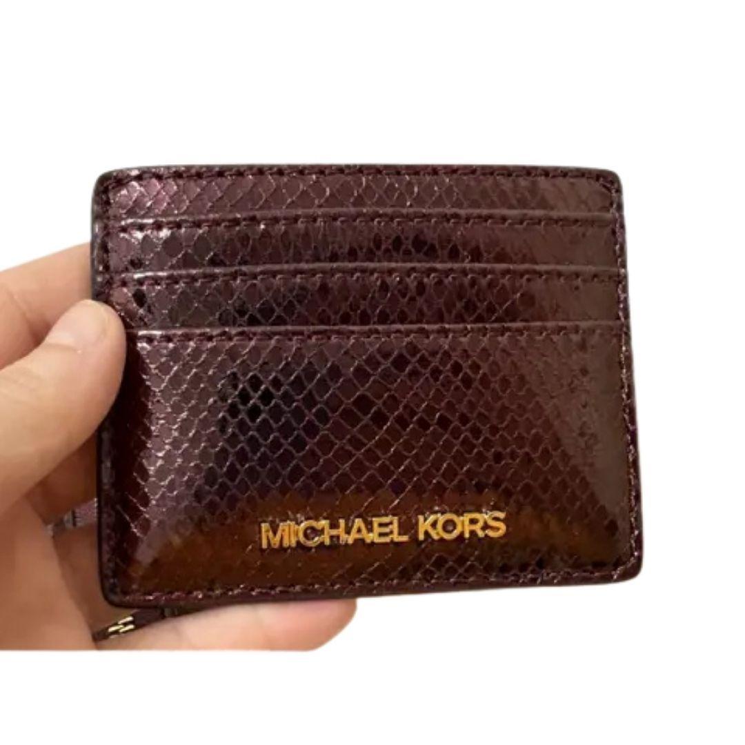 Cartera Michael Kors Set con tarjetero Oxblood burdeo metalizado-5