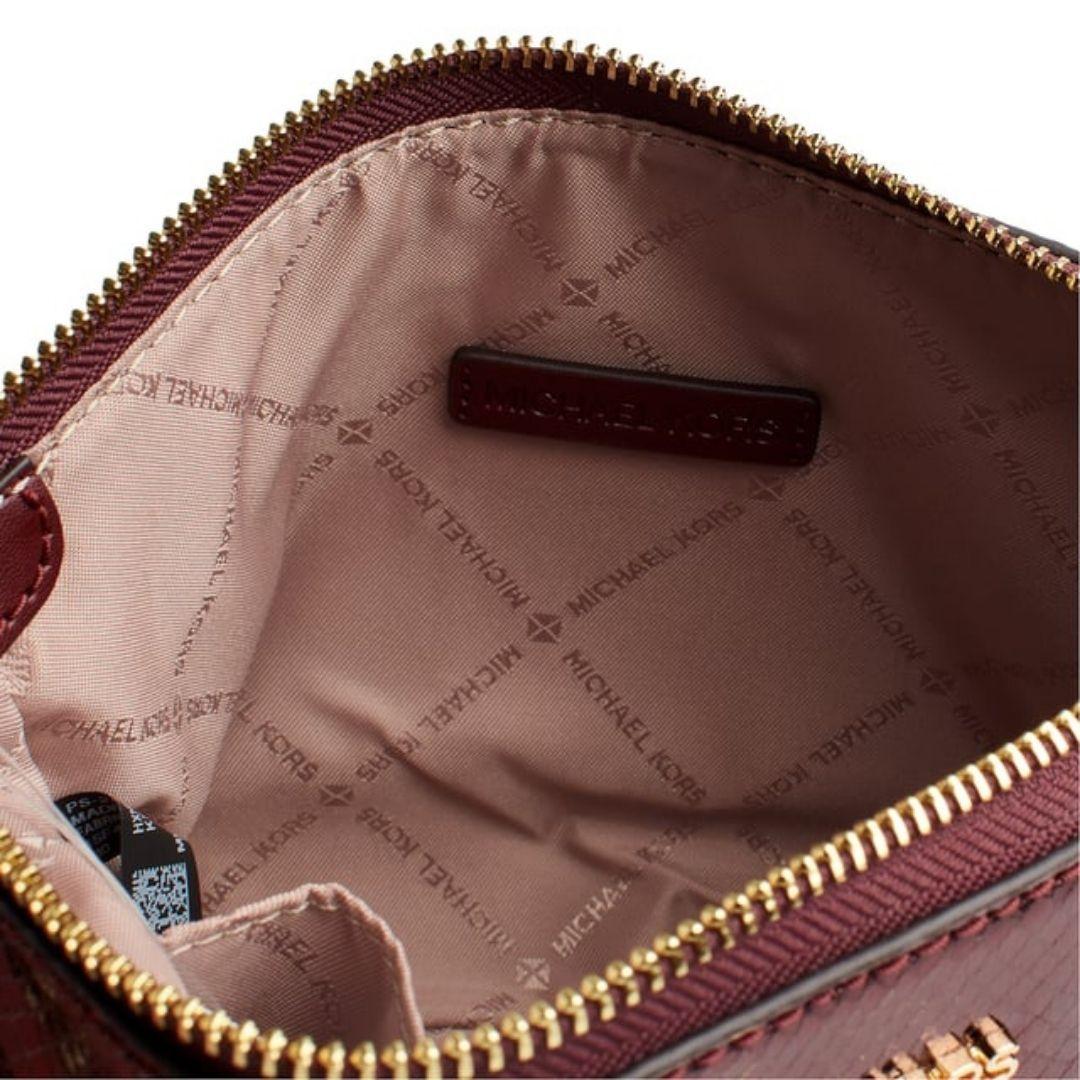Cartera Michael Kors Set con tarjetero Oxblood burdeo metalizado-6