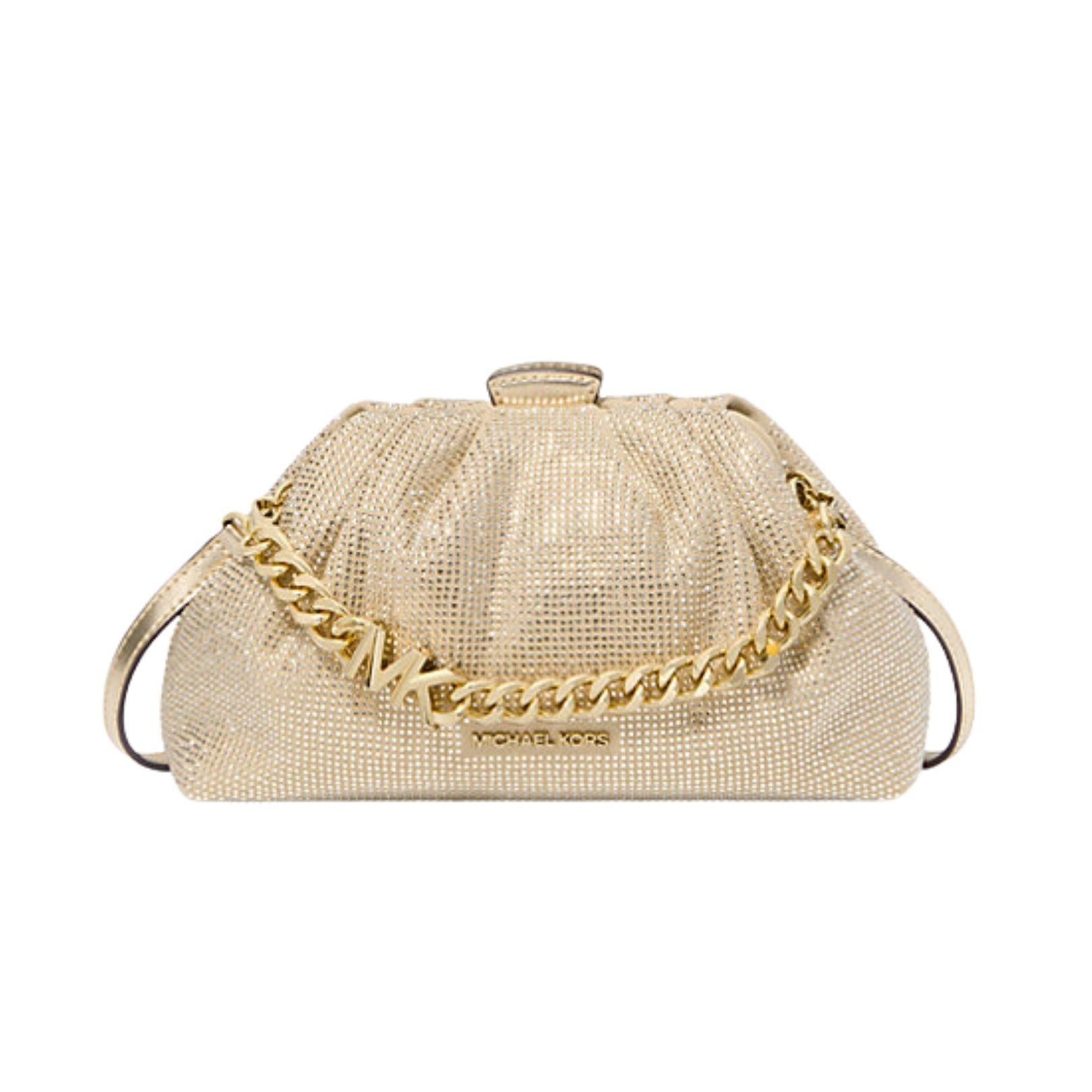 Cartera de mano Michael Kors modelo Nola de fiesta dorado-0