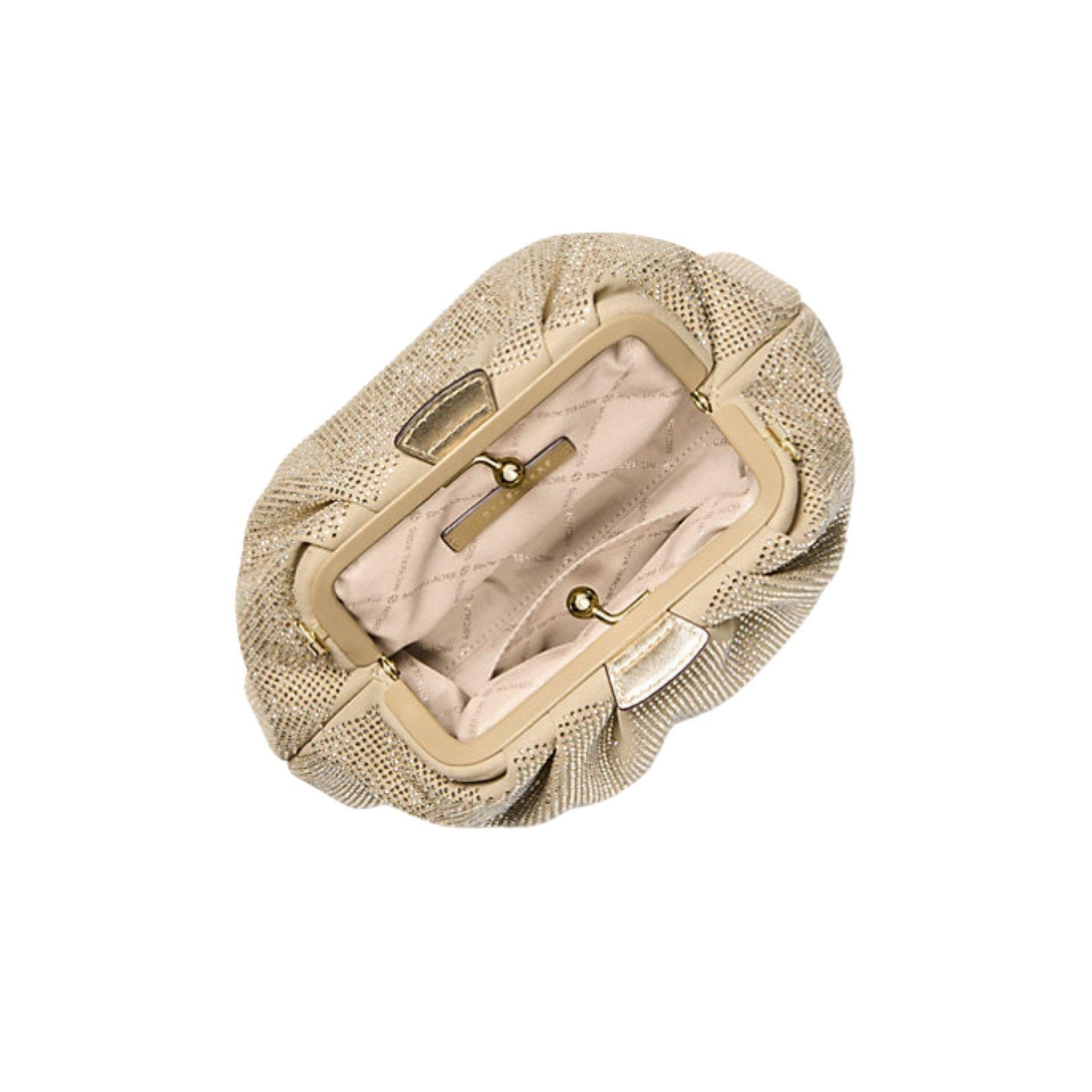 Cartera de mano Michael Kors modelo Nola de fiesta dorado-2