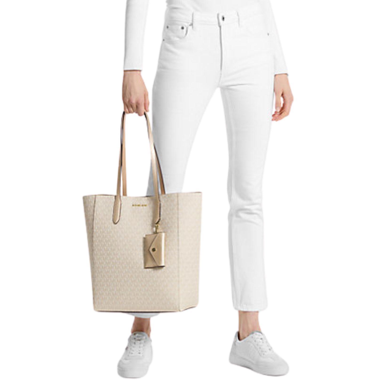 Tote Michael Kors Vincent logo Signature con tarjetero Gold-3