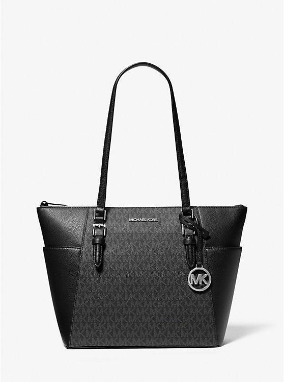 Tote Michael Kors Charlotte de cuero negro-0