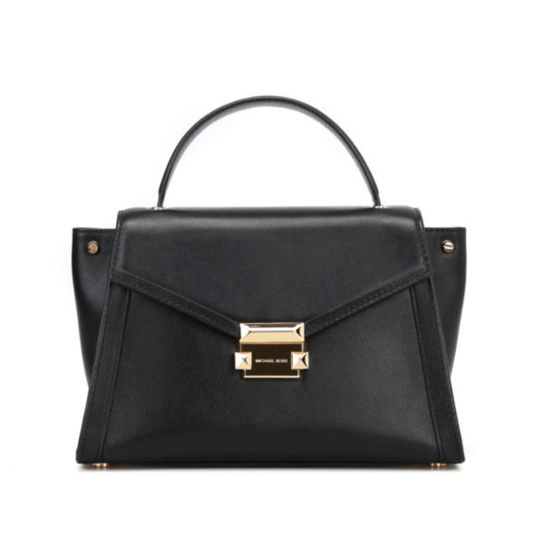 Cartera Michael Kors Whitney medium cuero Satchel negro-0