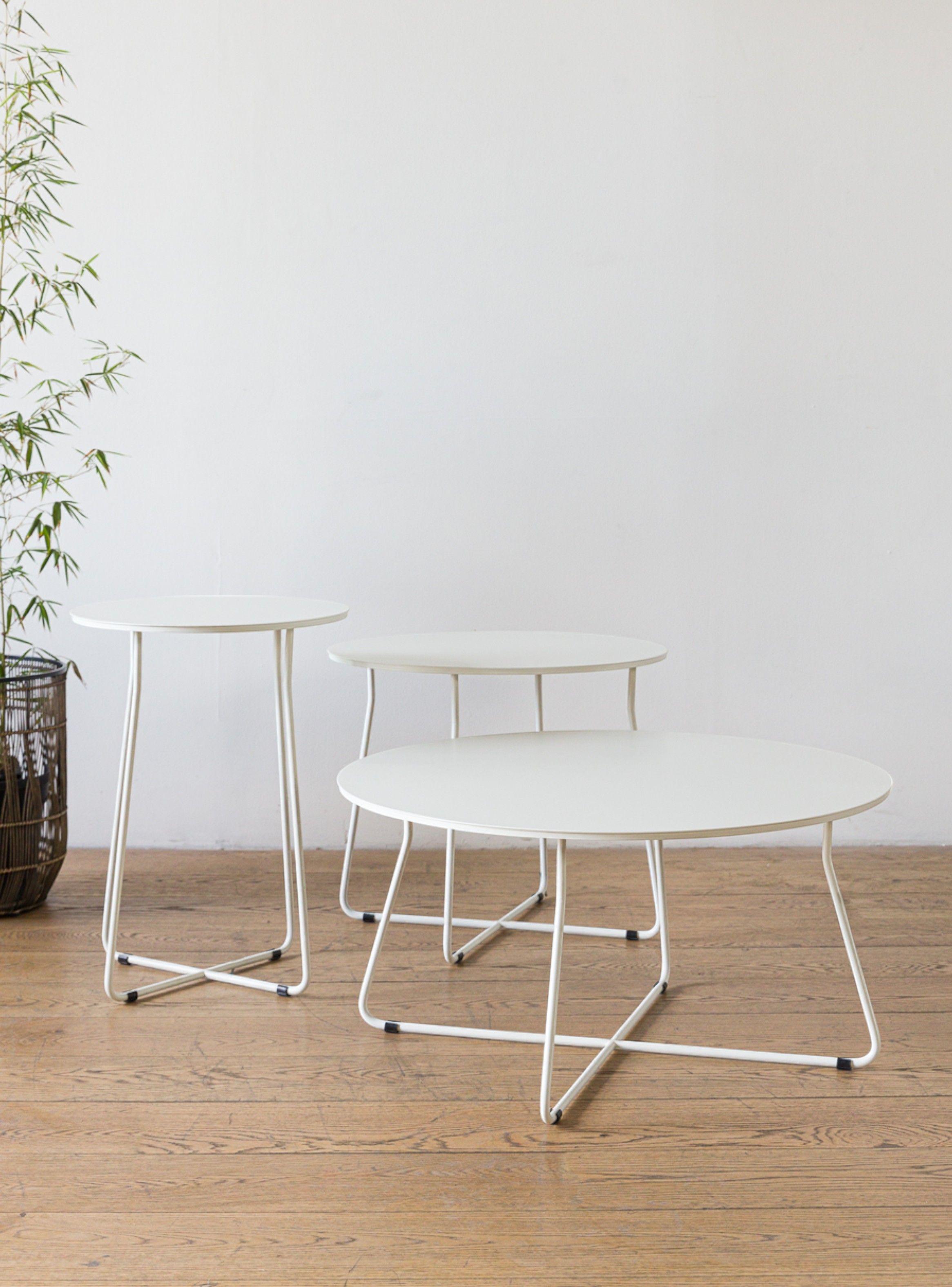 Mesa Lateral Marchena Circular Metal Blanca V-2