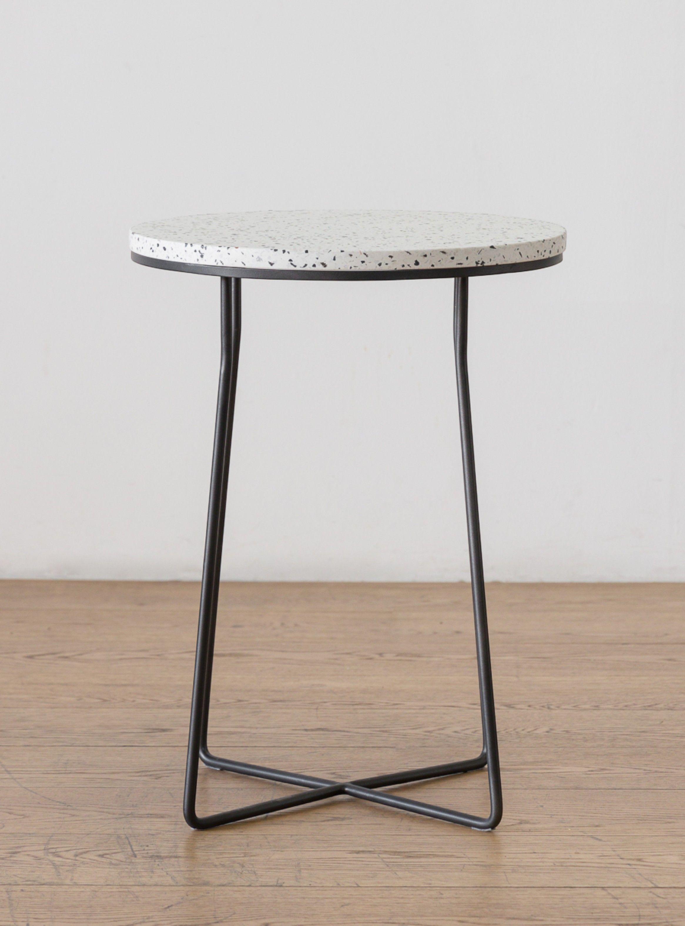 Mesa Lateral Terrazo Blanco 45-2