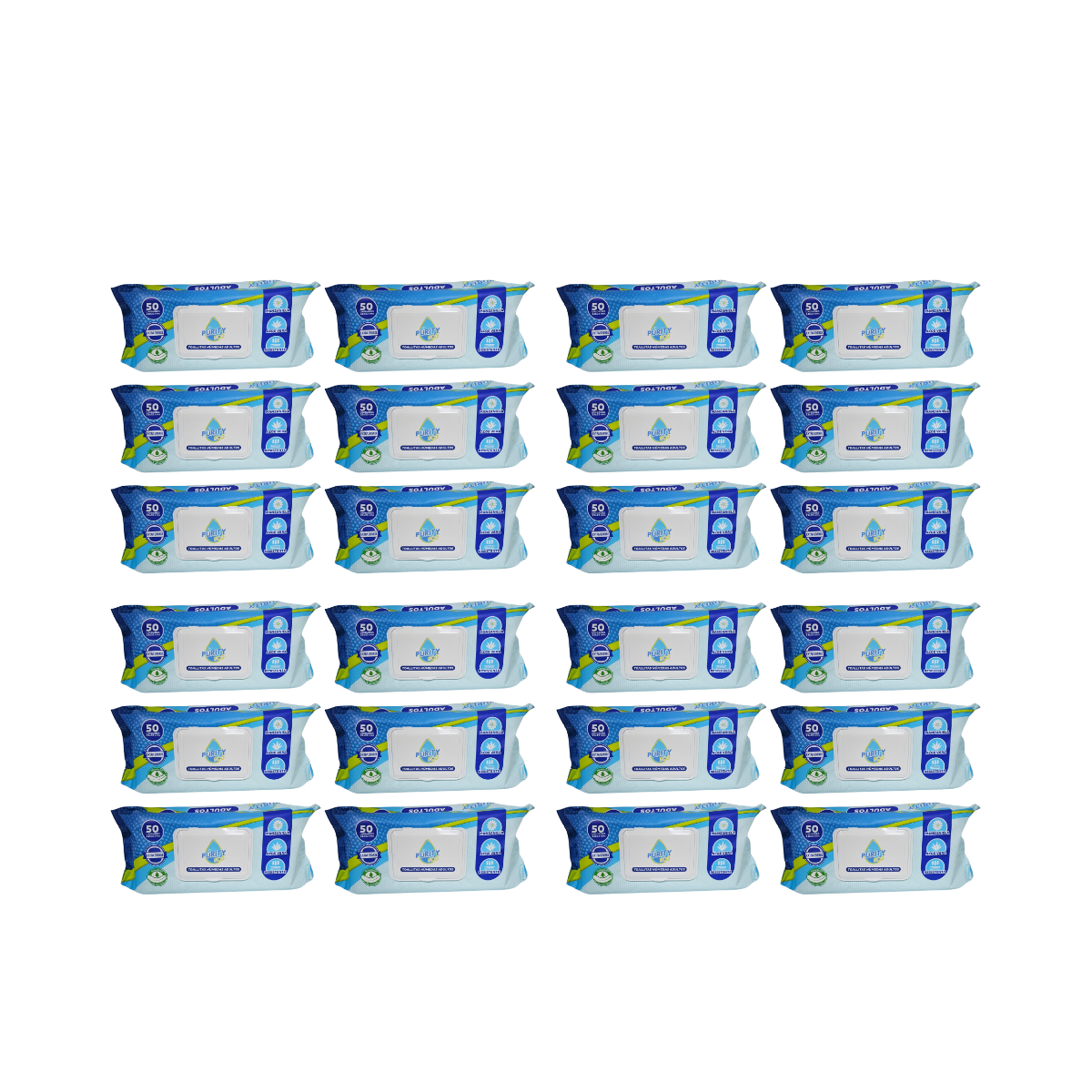 Pack 24 Toallitas Humedas Adulto Purity 50 Un Extra Grande-0