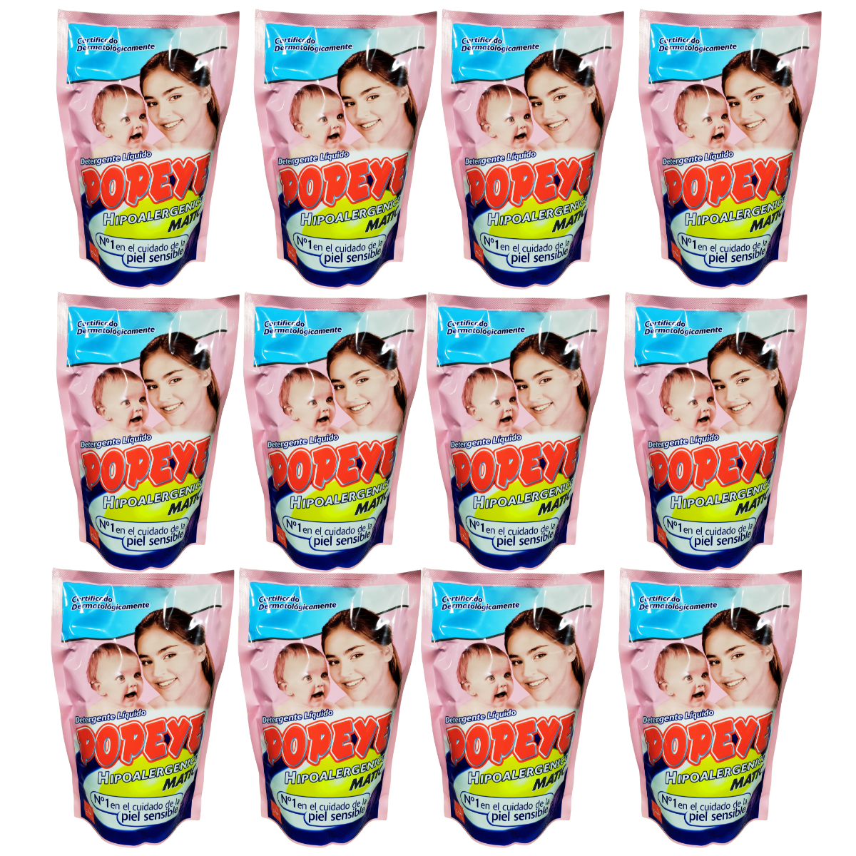 Pack 12 Detergente Líquido Popeye Hipoalergénico 800ml-0