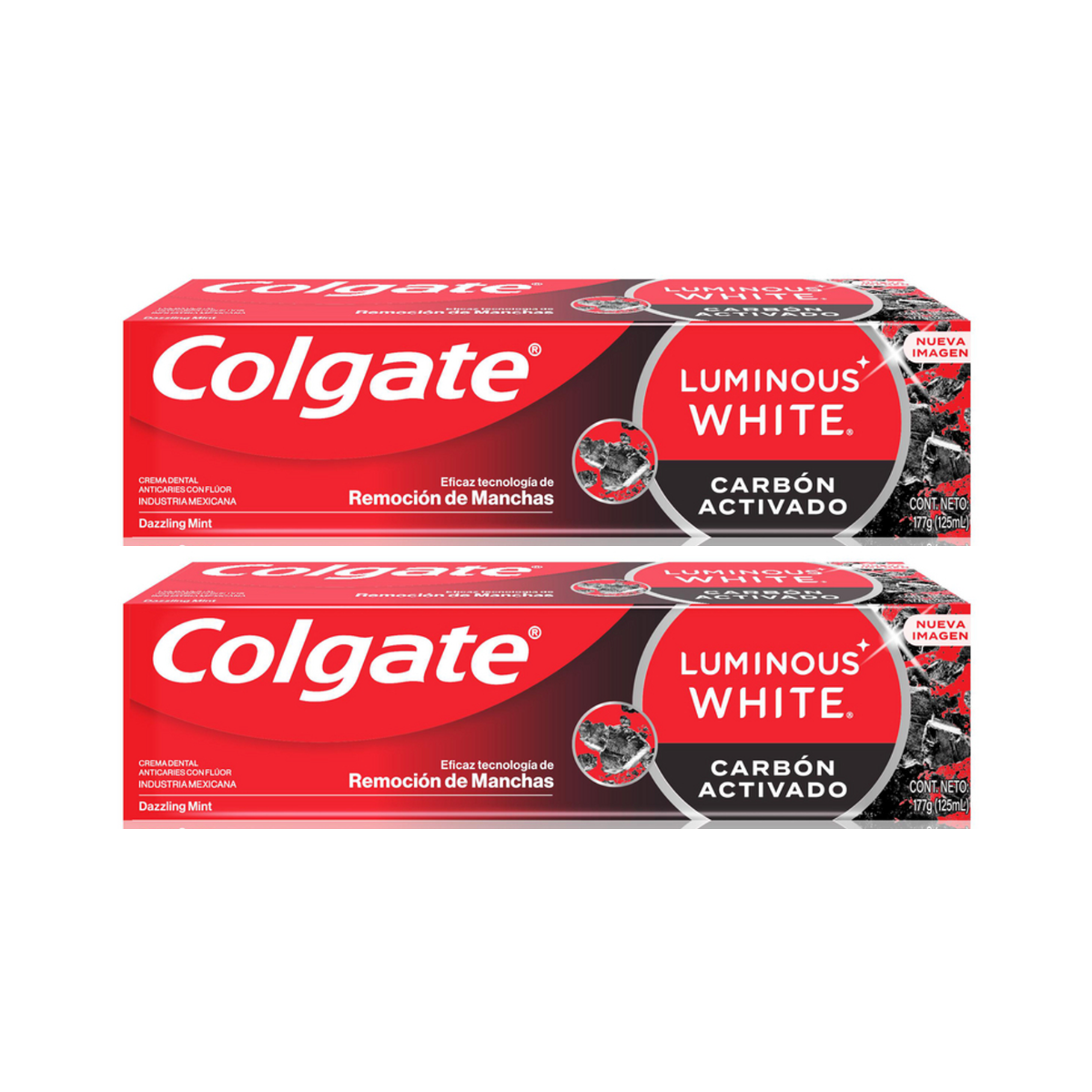 Pack 2 Pasta Dental Colgate Luminous White Carb n Activado 70 g-0