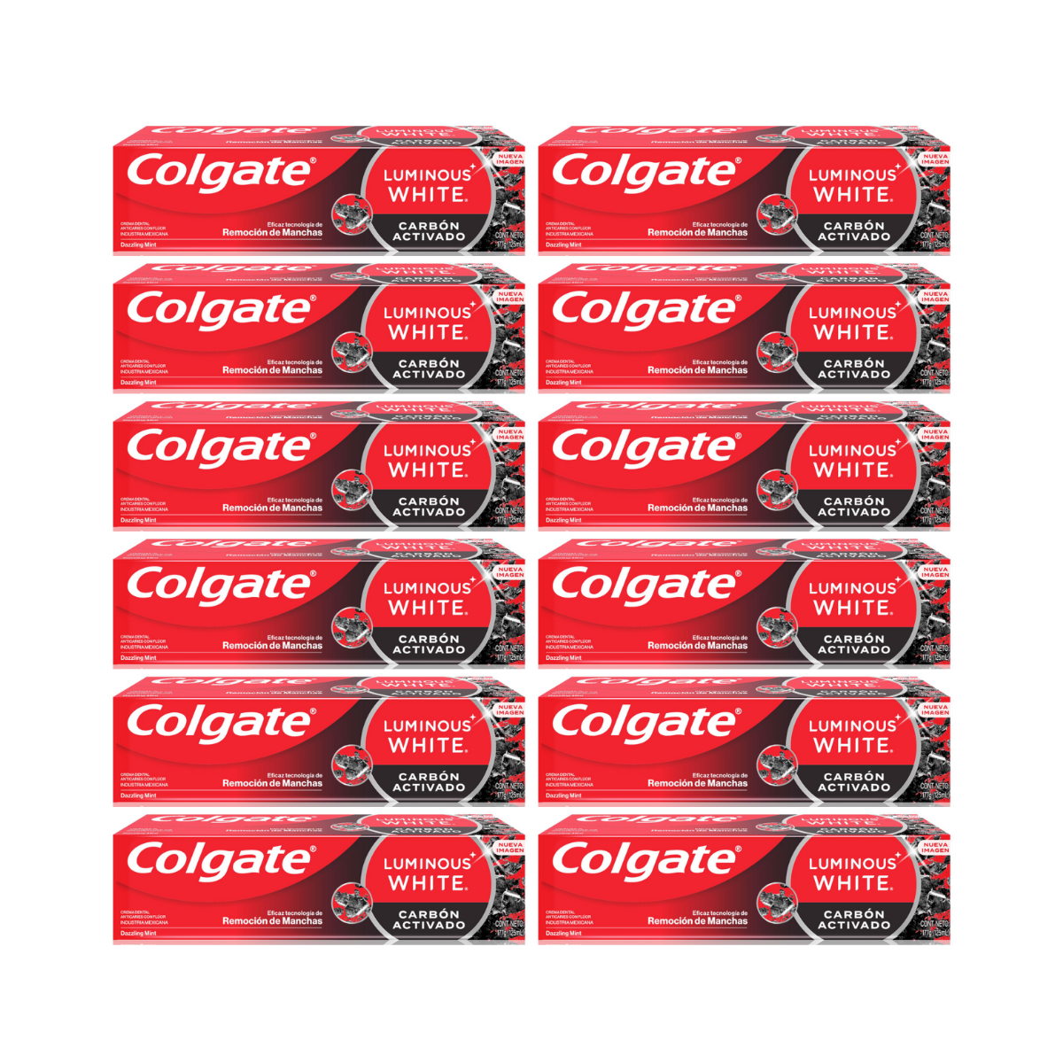 Pack 12 Pasta Dental Colgate Luminous White Carb n Activado 70 g-0