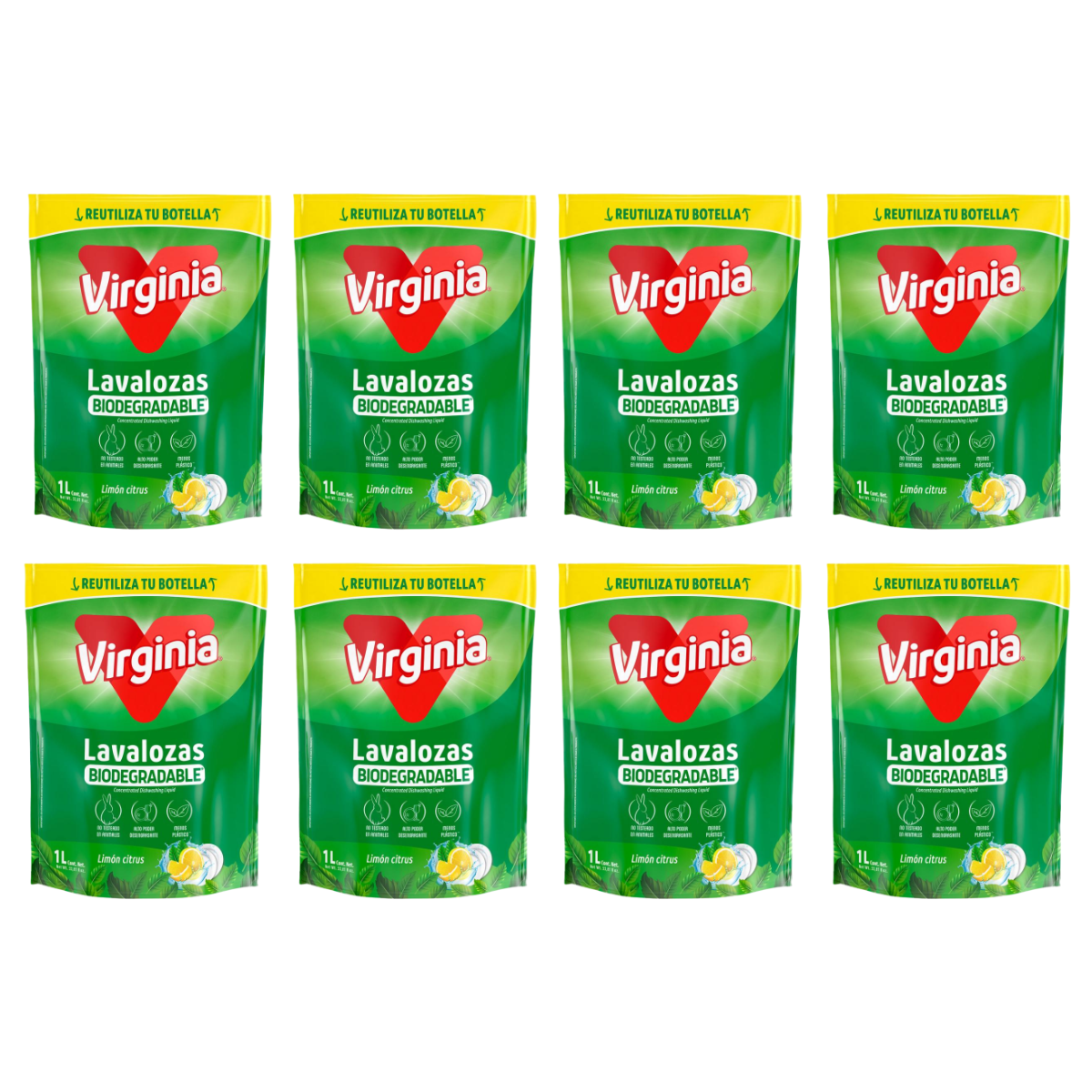 Pack 8 Lavalozas Virginia Biodegradable Limón Citrus 1 Lt-0
