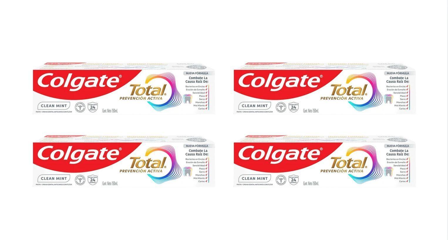 Pack 4 Colgate Total Clean Mint 150 ml Protección Completa-0