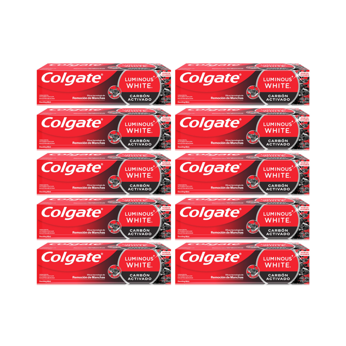 Pack 10 Pasta Dental Colgate Luminous White Carb n Activado 70 g-0