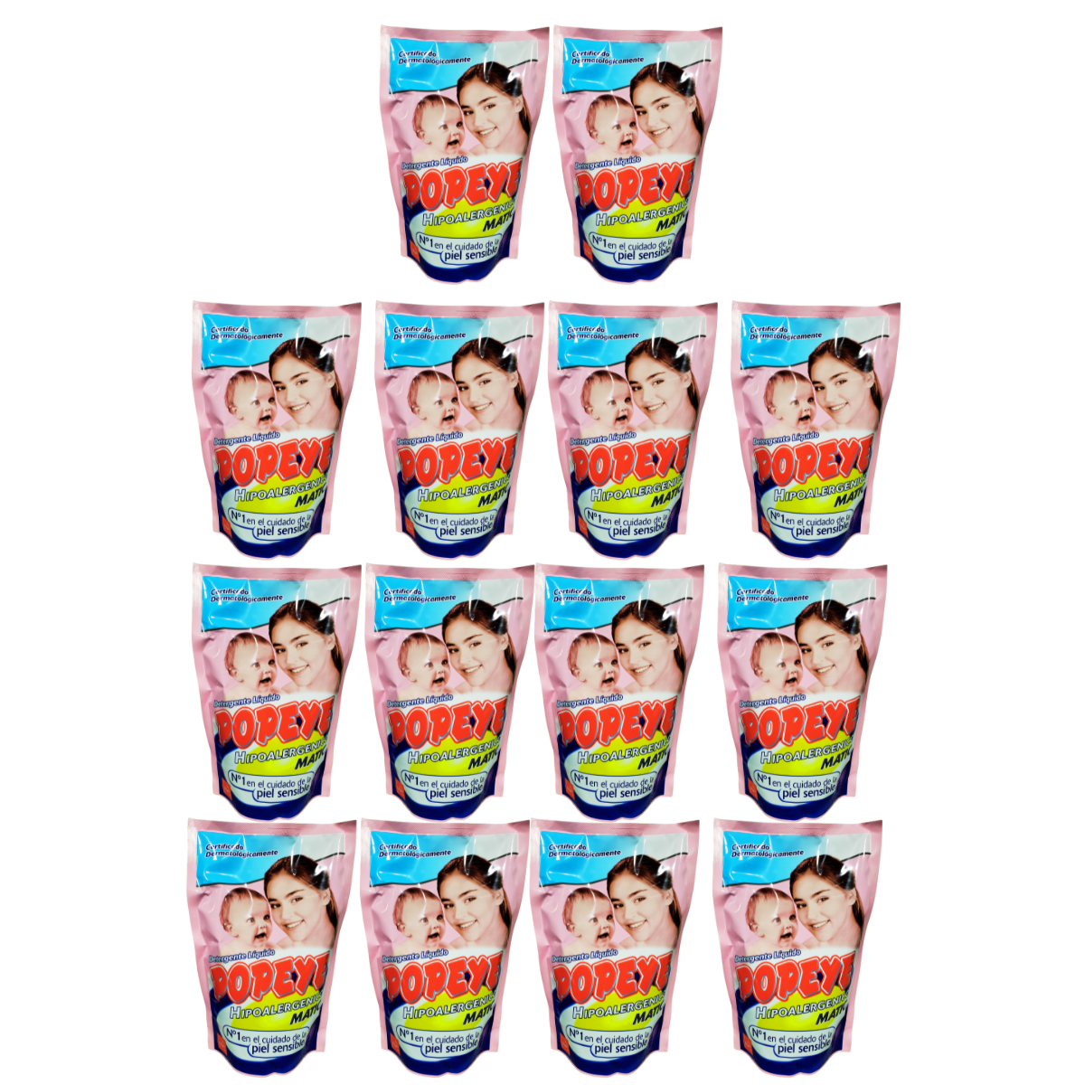 Pack 14 Detergente Líquido Popeye Hipoalergénico 800ml-0