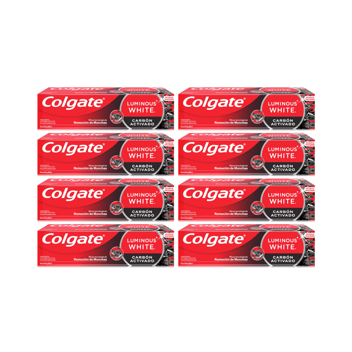 Pack 8 Pasta Dental Colgate Luminous White Carb n Activado 70 g-0