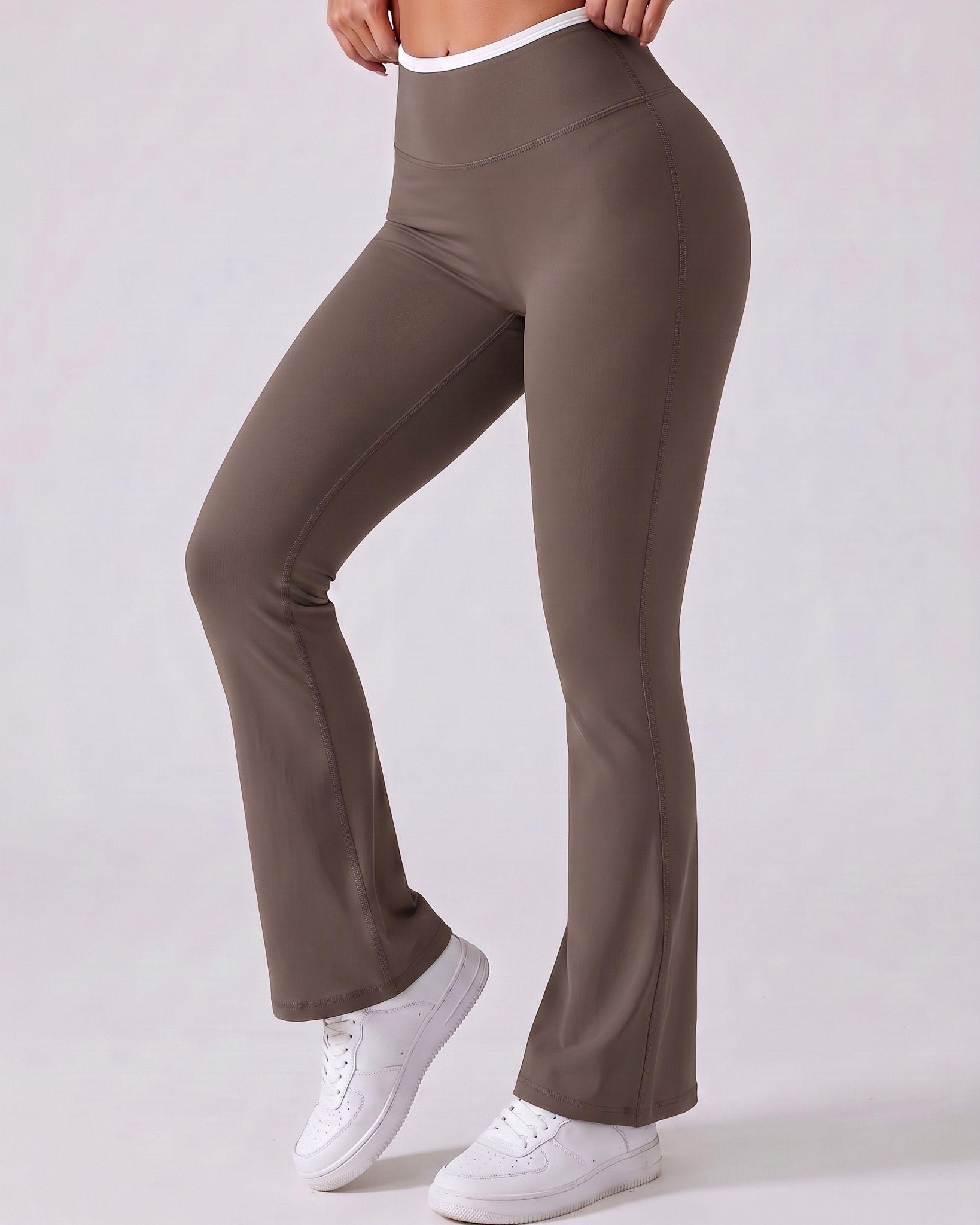 Calza Flare Tiro Alto Mujer Viral Premium Línea Blanca-1