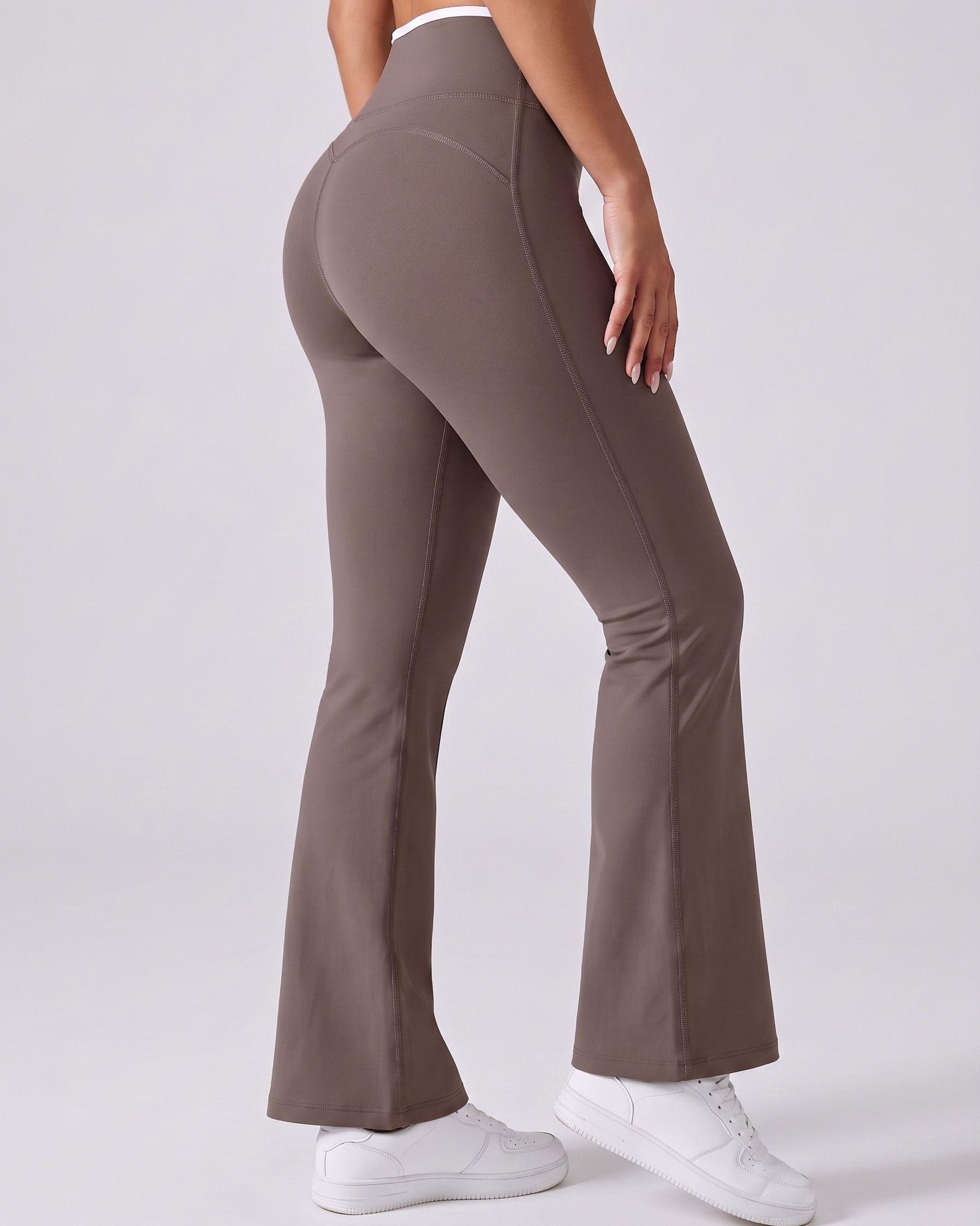 Calza Flare Tiro Alto Mujer Viral Premium Línea Blanca-3