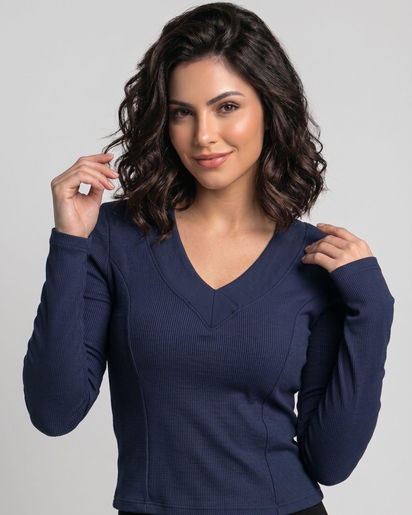 Polera Rib Pro: Cuello V, Moldeadora y Copas de Realce-0