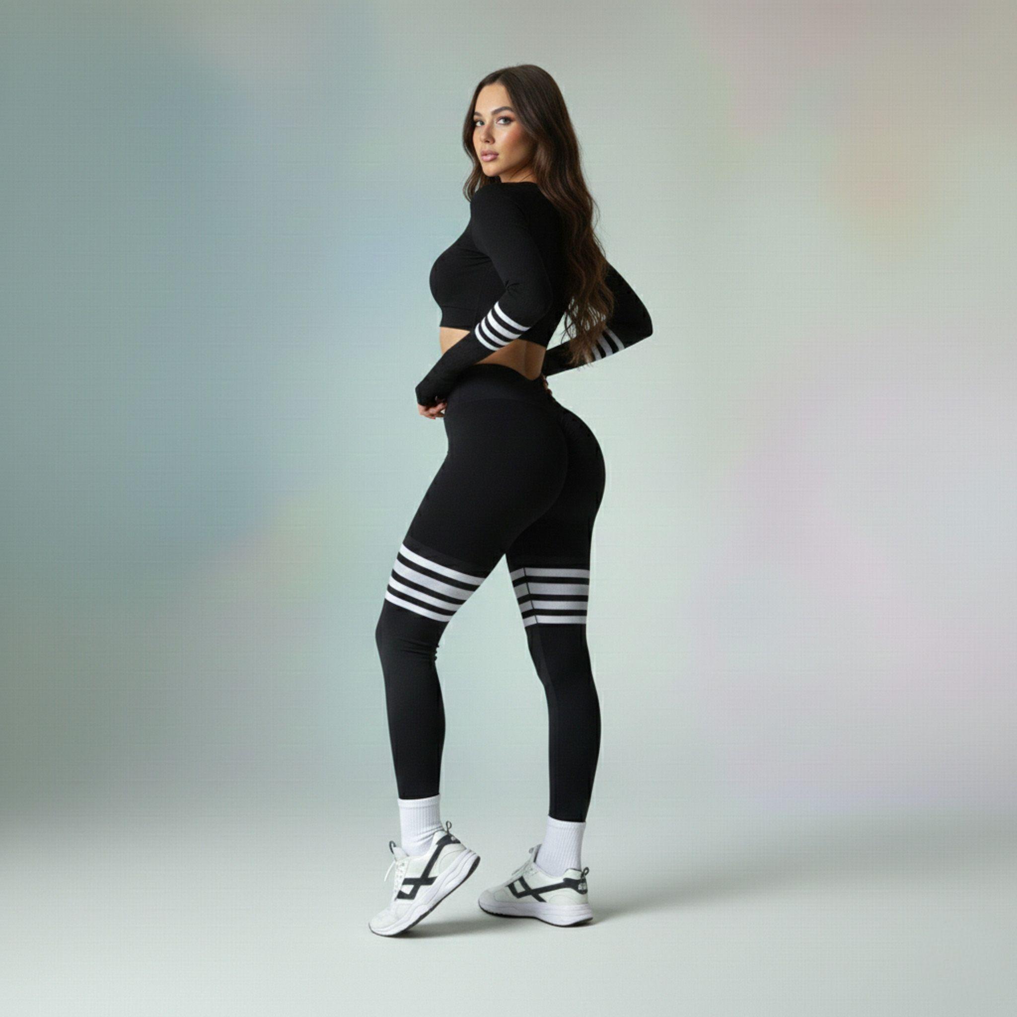 CONJUNTO 2 PIEZAS POLERA MANGA LARGA  + CALZA PUSH UP-3