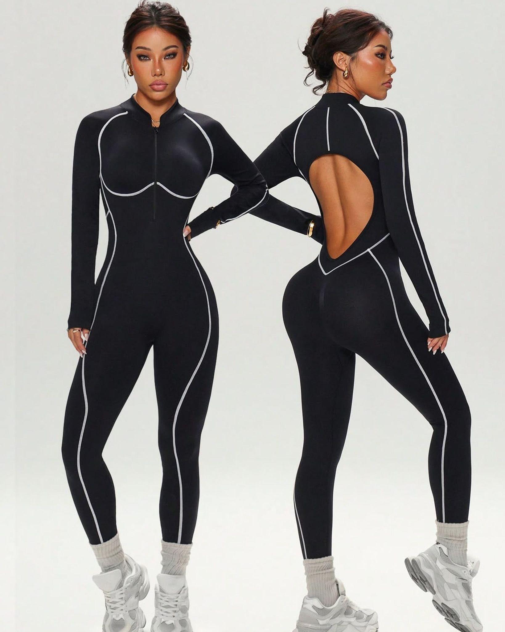 Enterizo Deportivo Mujer de Lineas Blancas & Push Up-1