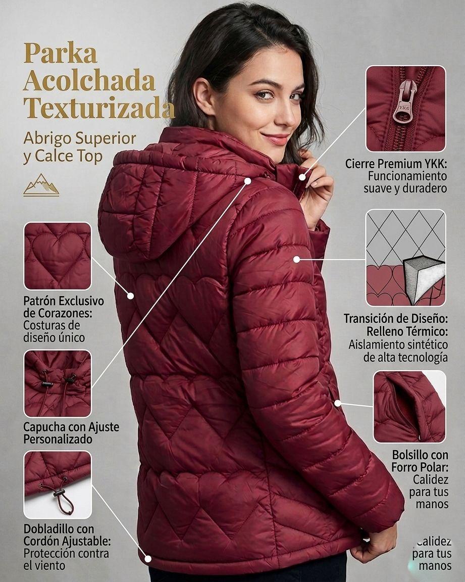 Parka Acolchada Texturizada: Abrigo Superior y Calce Top-5