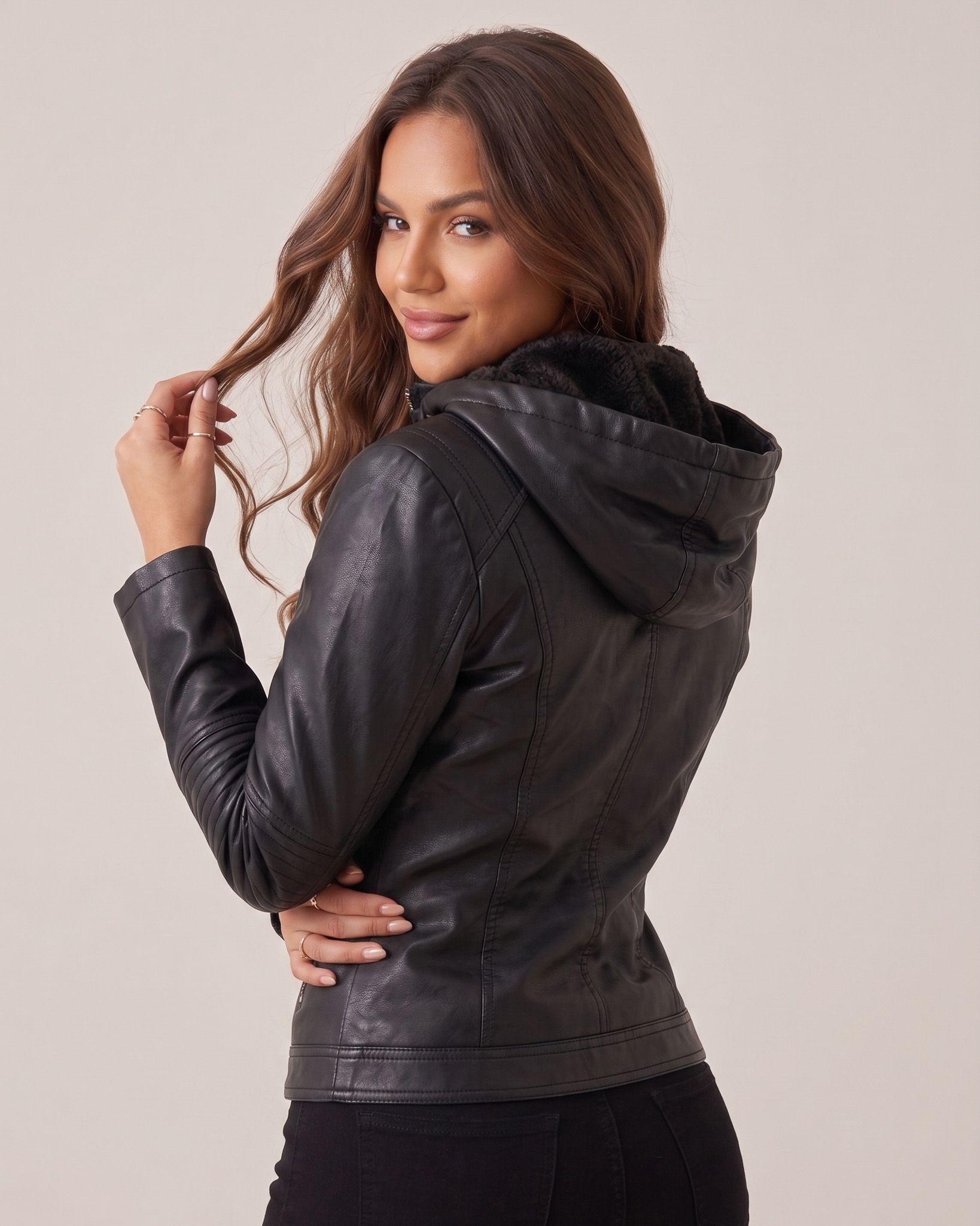Chaqueta Ecocuero con Chiporro: Estilo Slim y Abrigo Total-2