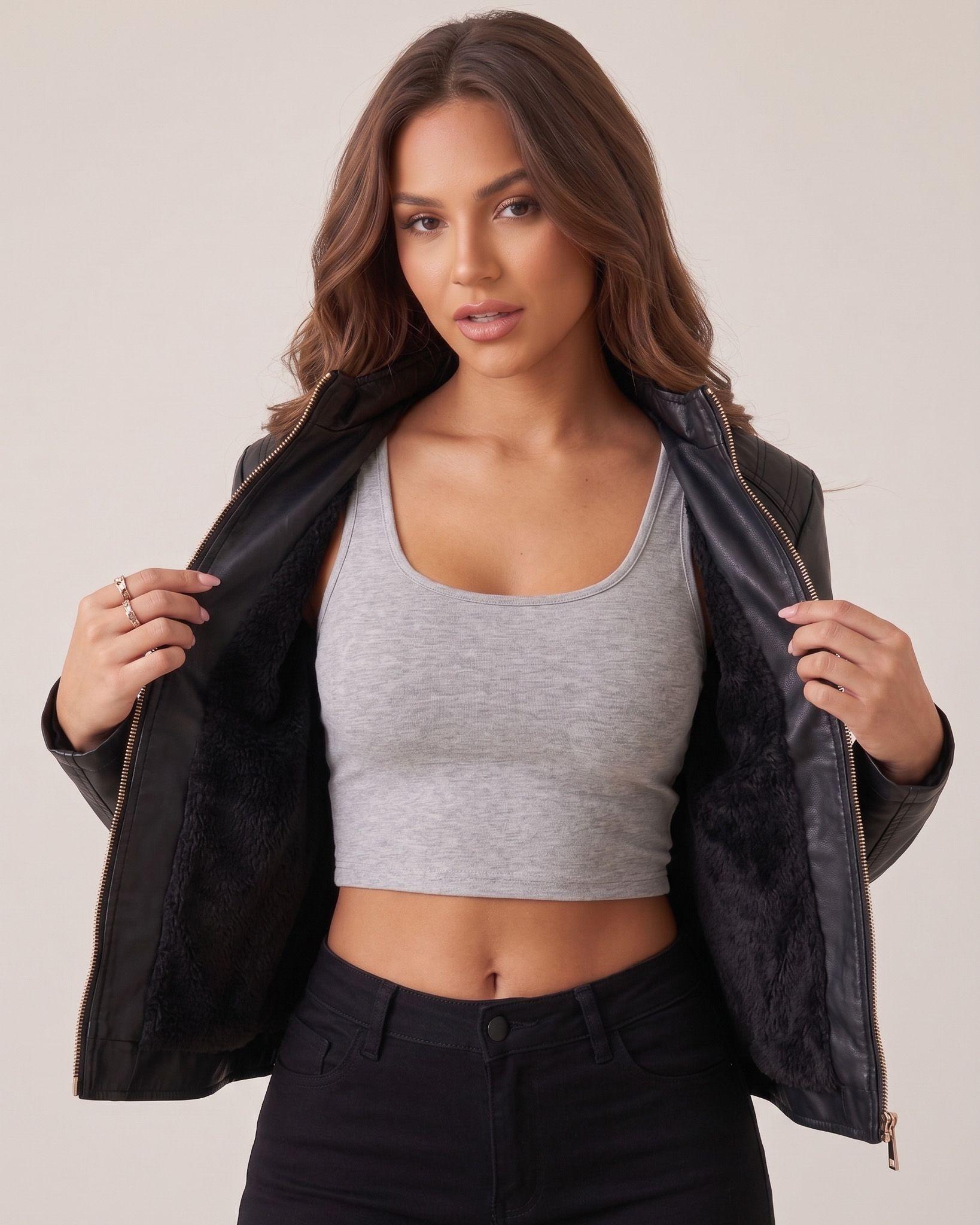 Chaqueta Ecocuero con Chiporro: Estilo Slim y Abrigo Total-3
