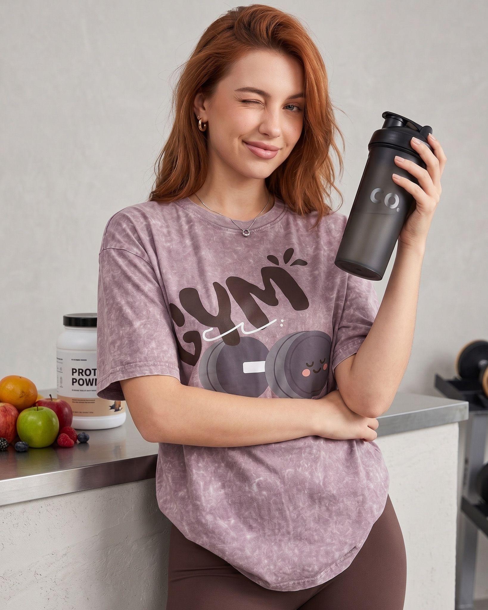 Polera Gym Oversize Mujer - Look Retro & Suave Prelavada-0