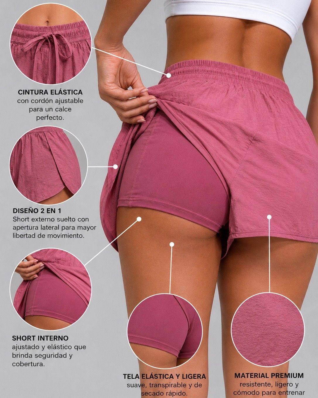 Short Deportivo Mujer Doble Capa Con Calza Interior Y Bolsillo-3