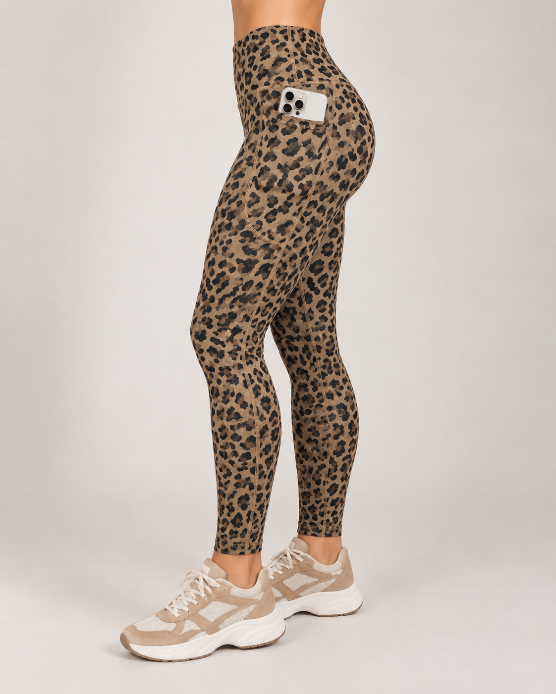 Calza Mujer Animal Print Pretina Alta Bolsillos Laterales-1