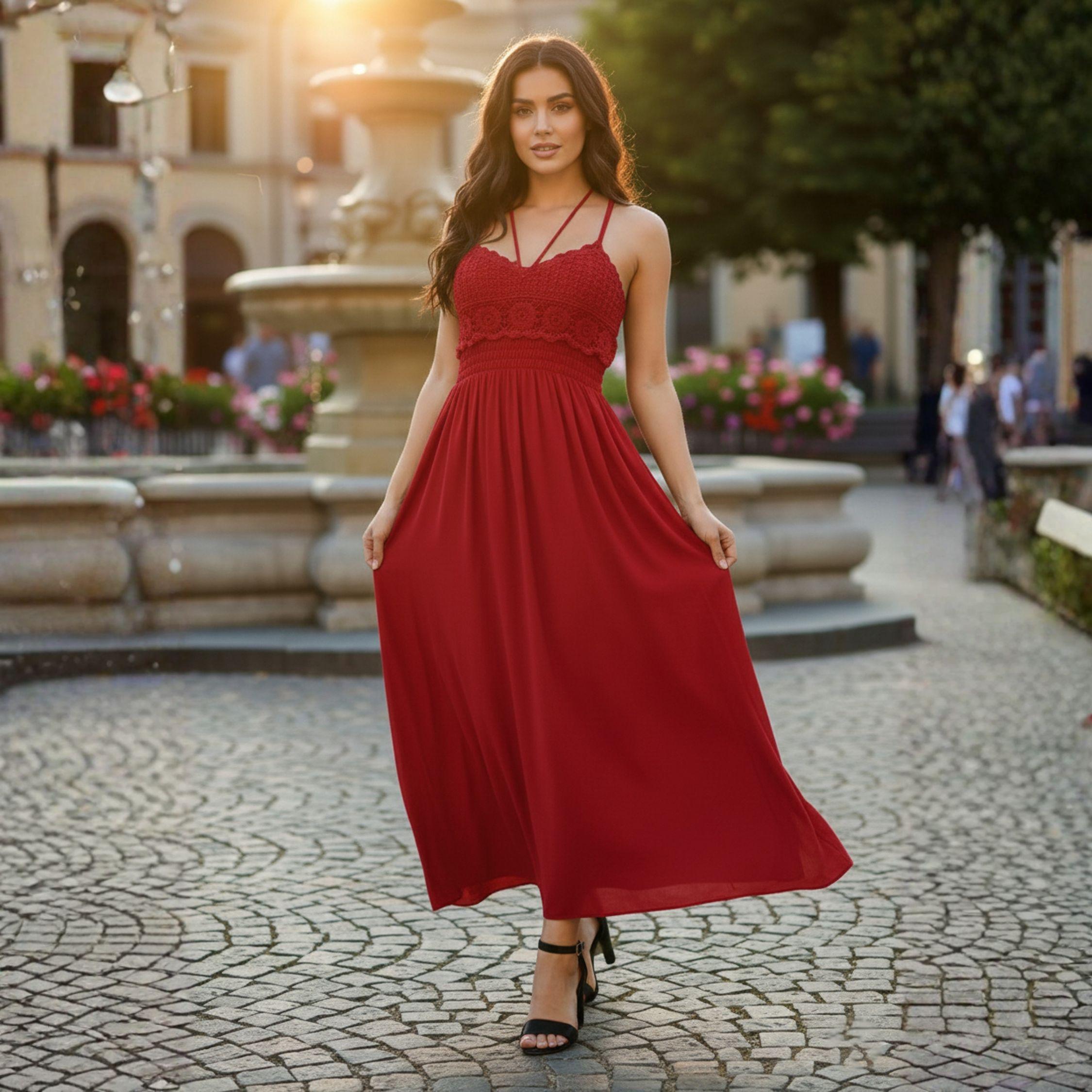 Vestido Crochet Camlu Mujer Elegante-0