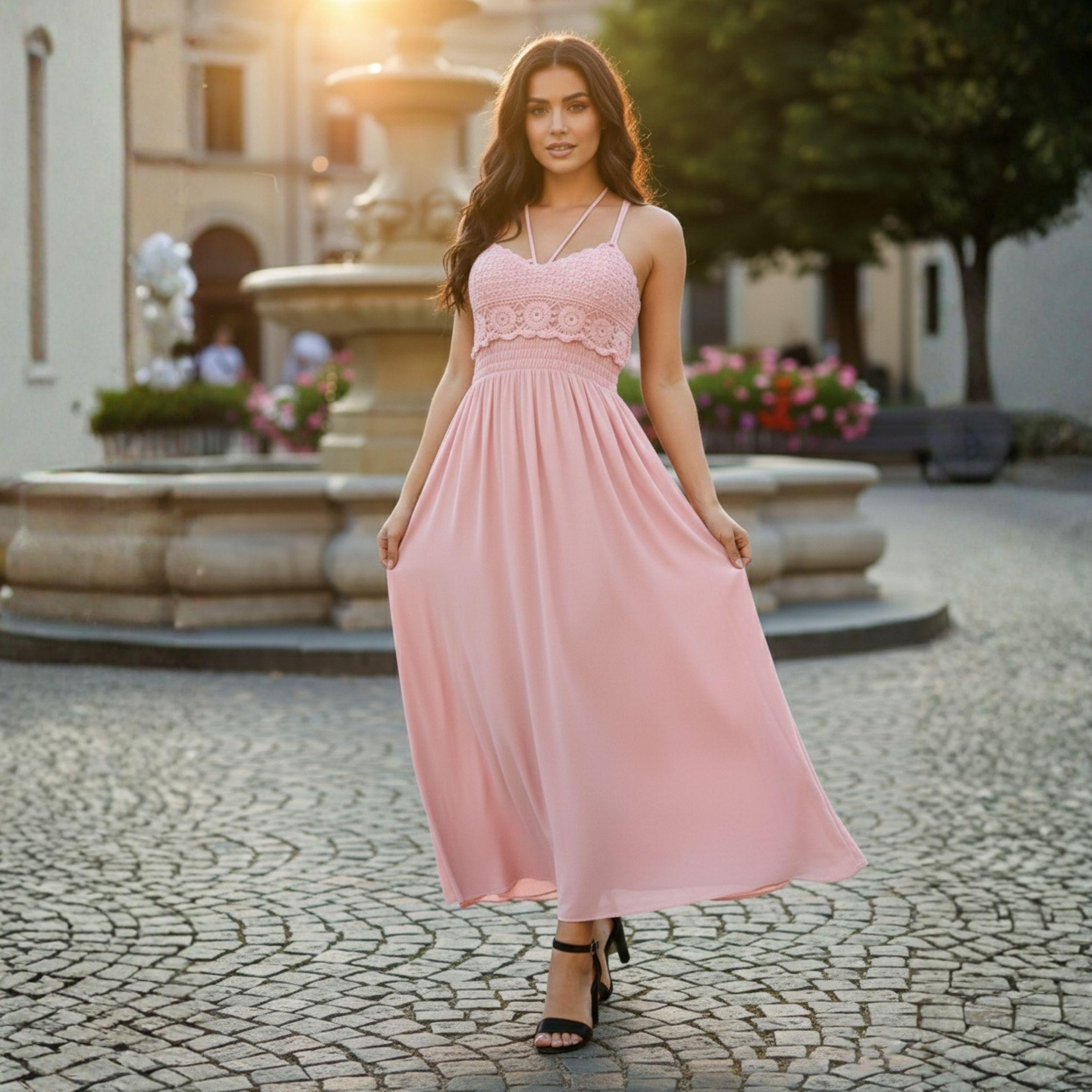 Vestido Crochet Camlu Mujer Elegante-0