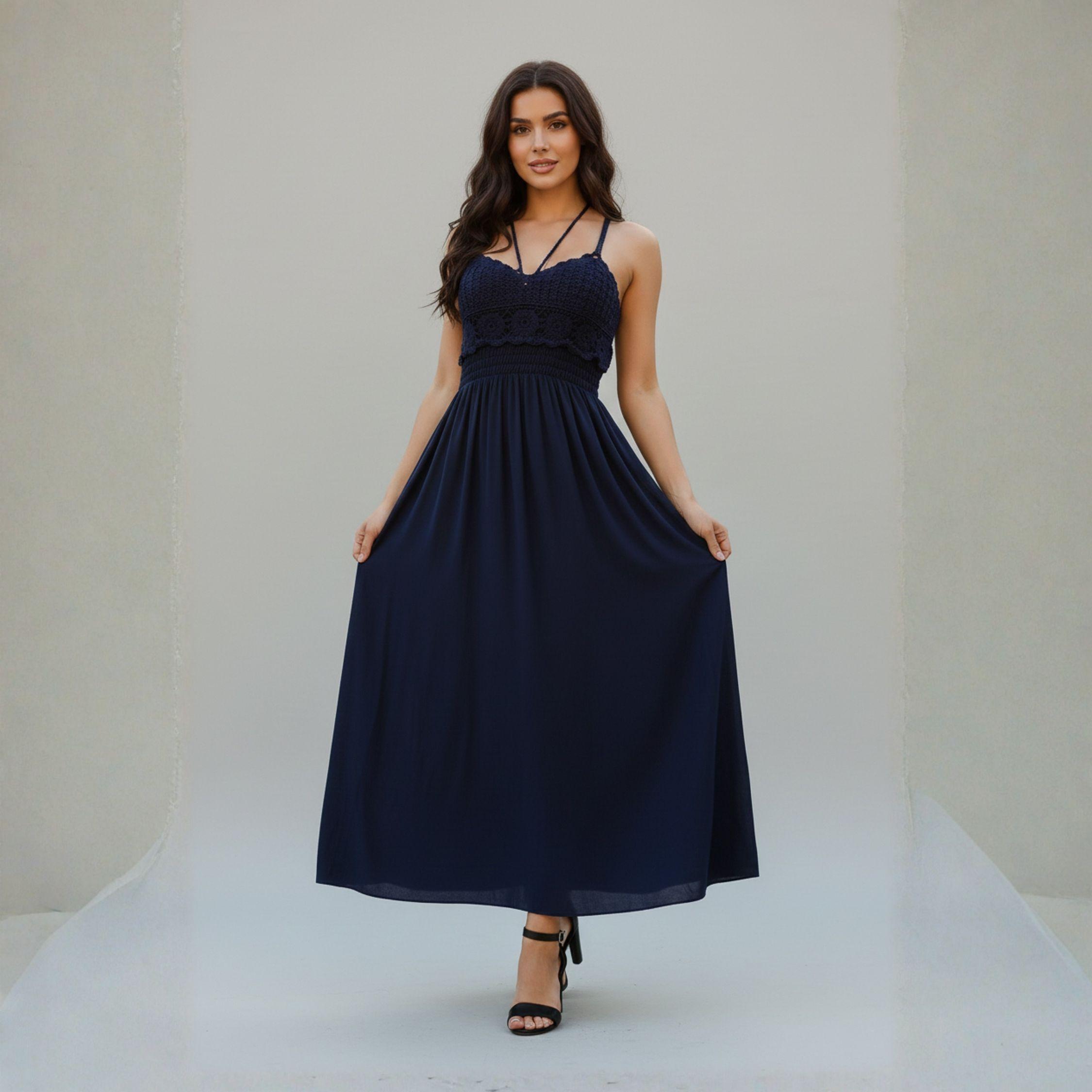 Vestido Crochet Camlu Mujer Elegante-0