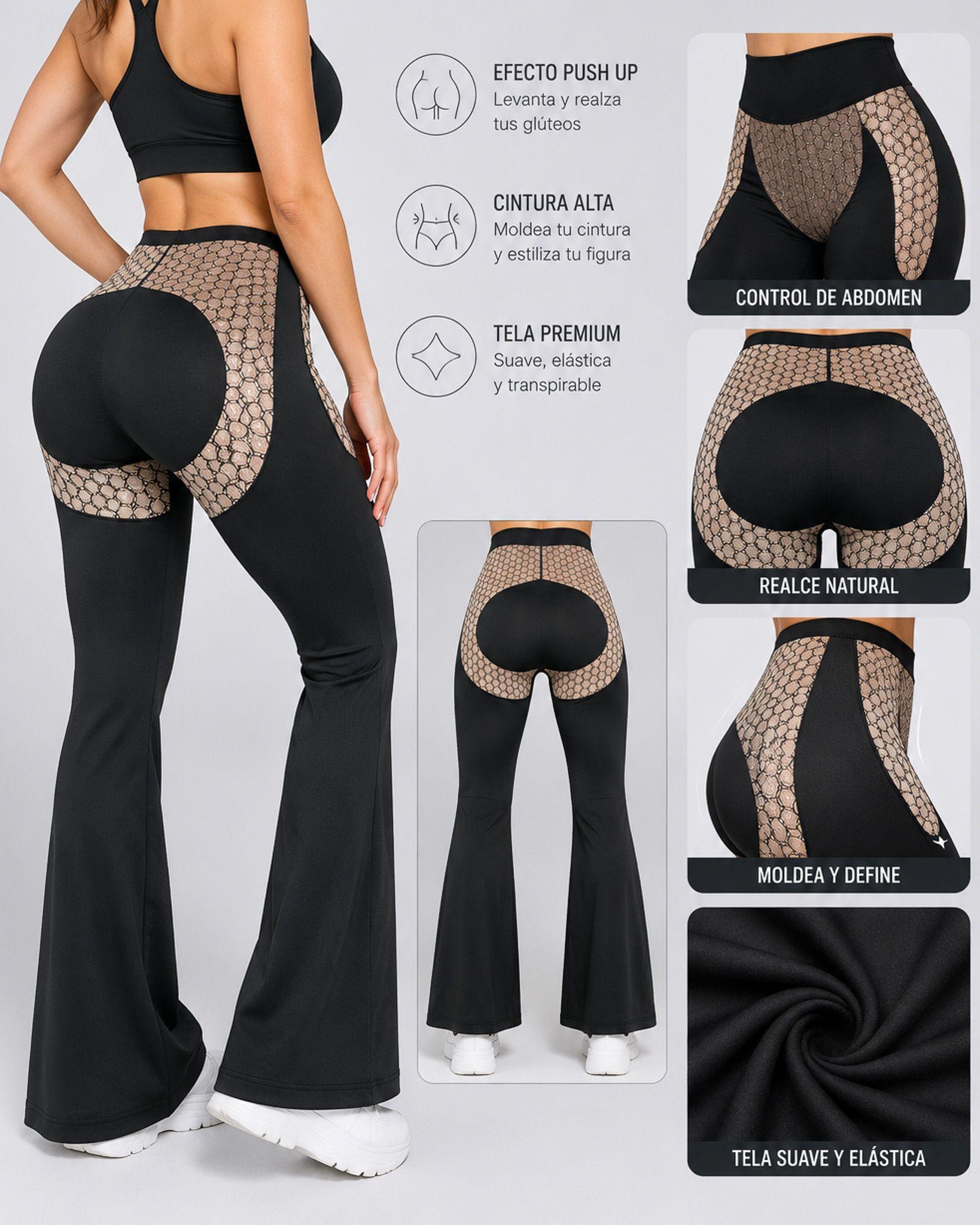 Calza Flare Faja Modeladora Oxford Tiro Alto Mujer-2
