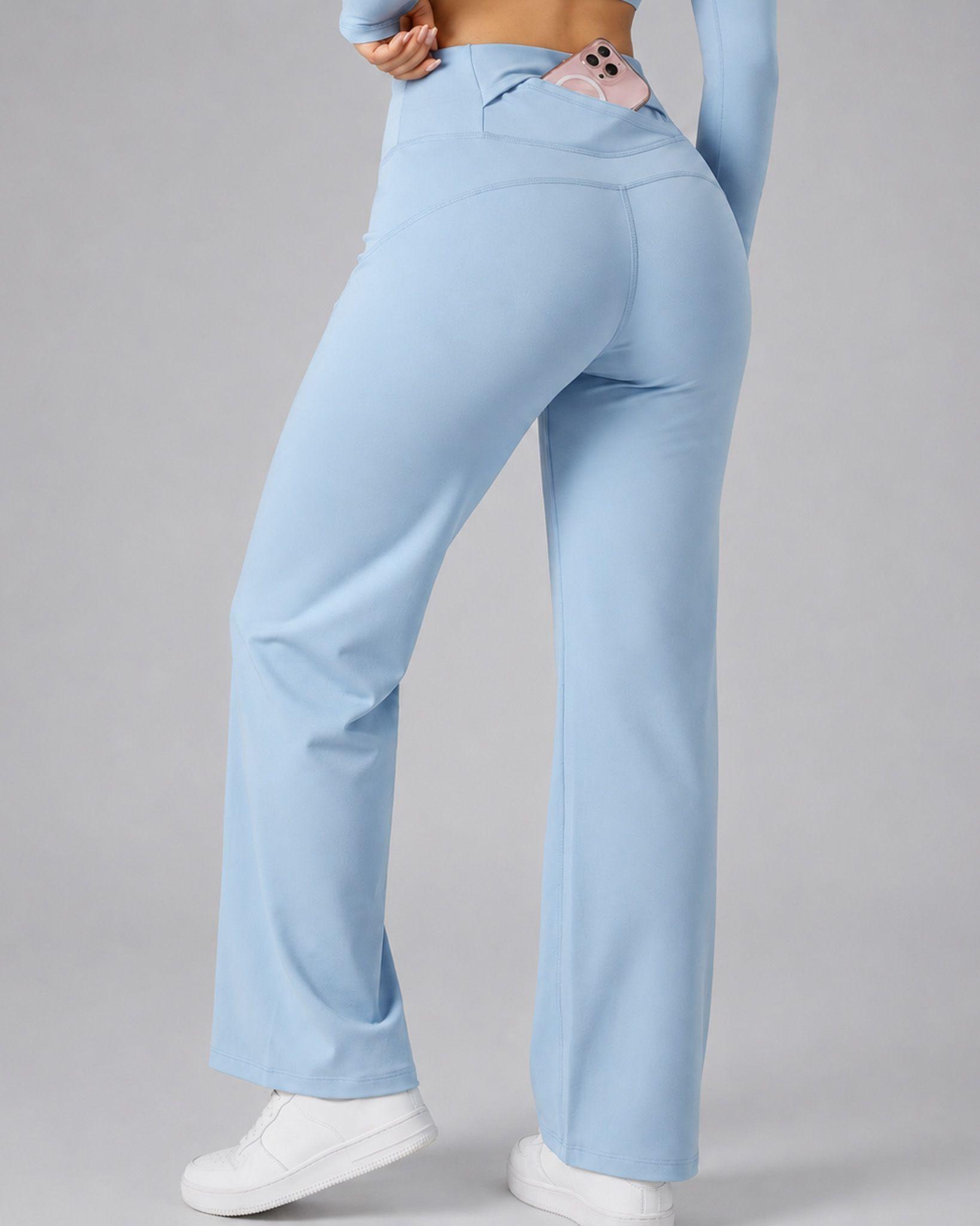 Pantalón Deportivo Mujer Palazzo Tiro Alto Con Bolsillo-0