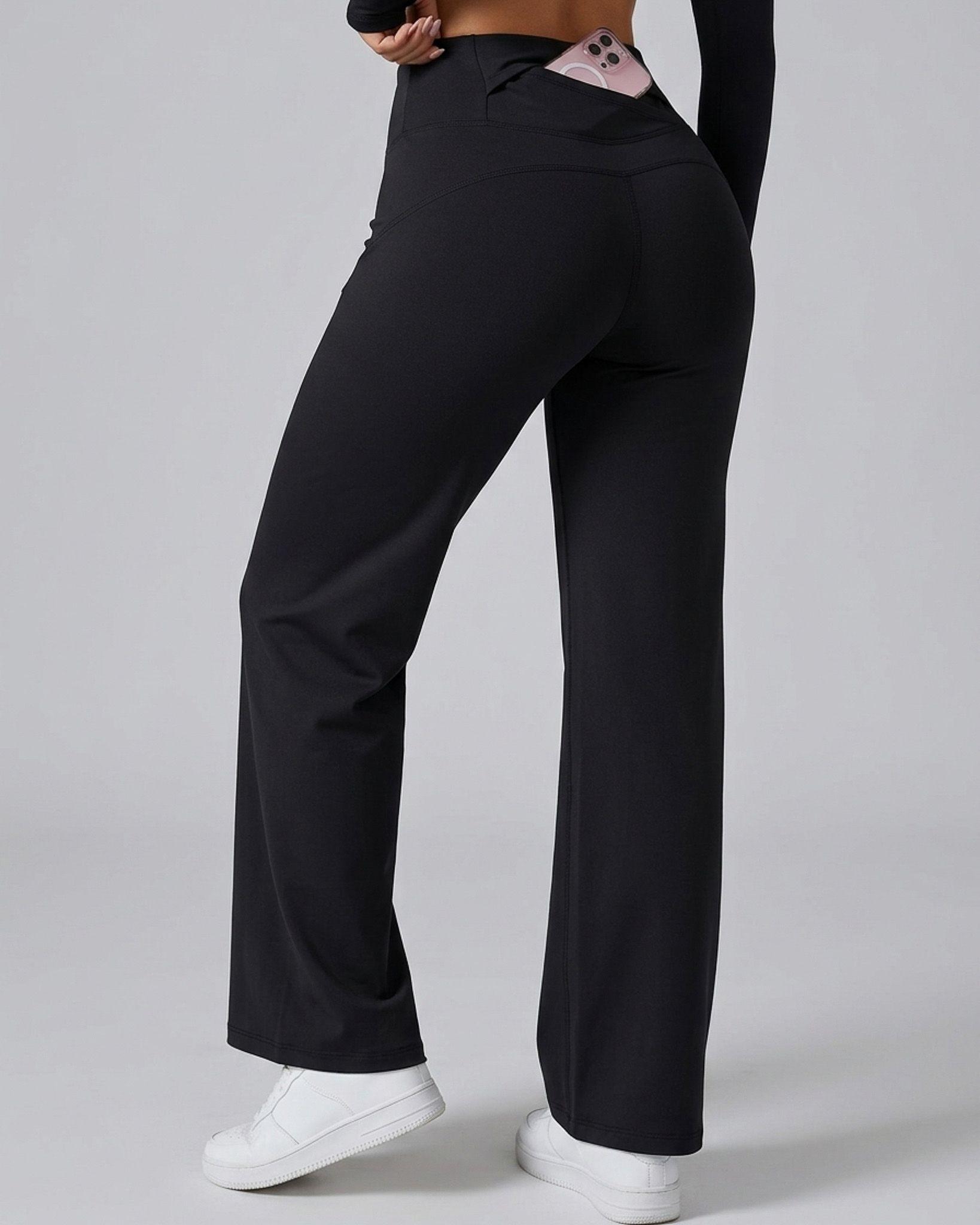 Pantalón Deportivo Mujer Palazzo Tiro Alto Con Bolsillo-0