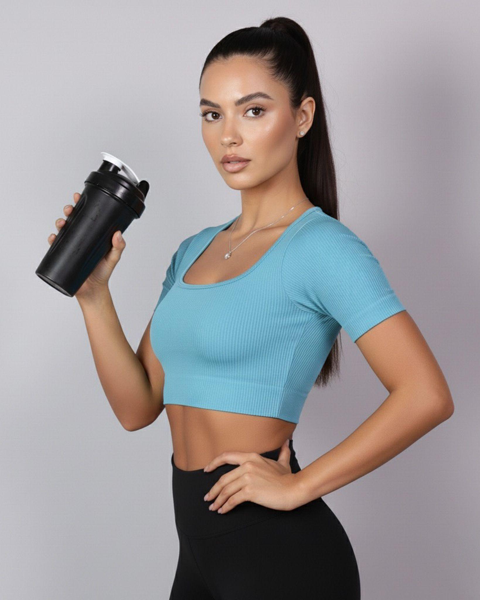 Top Camiseta Deportiva Manga Corta Acanalado Premium Yj195-0