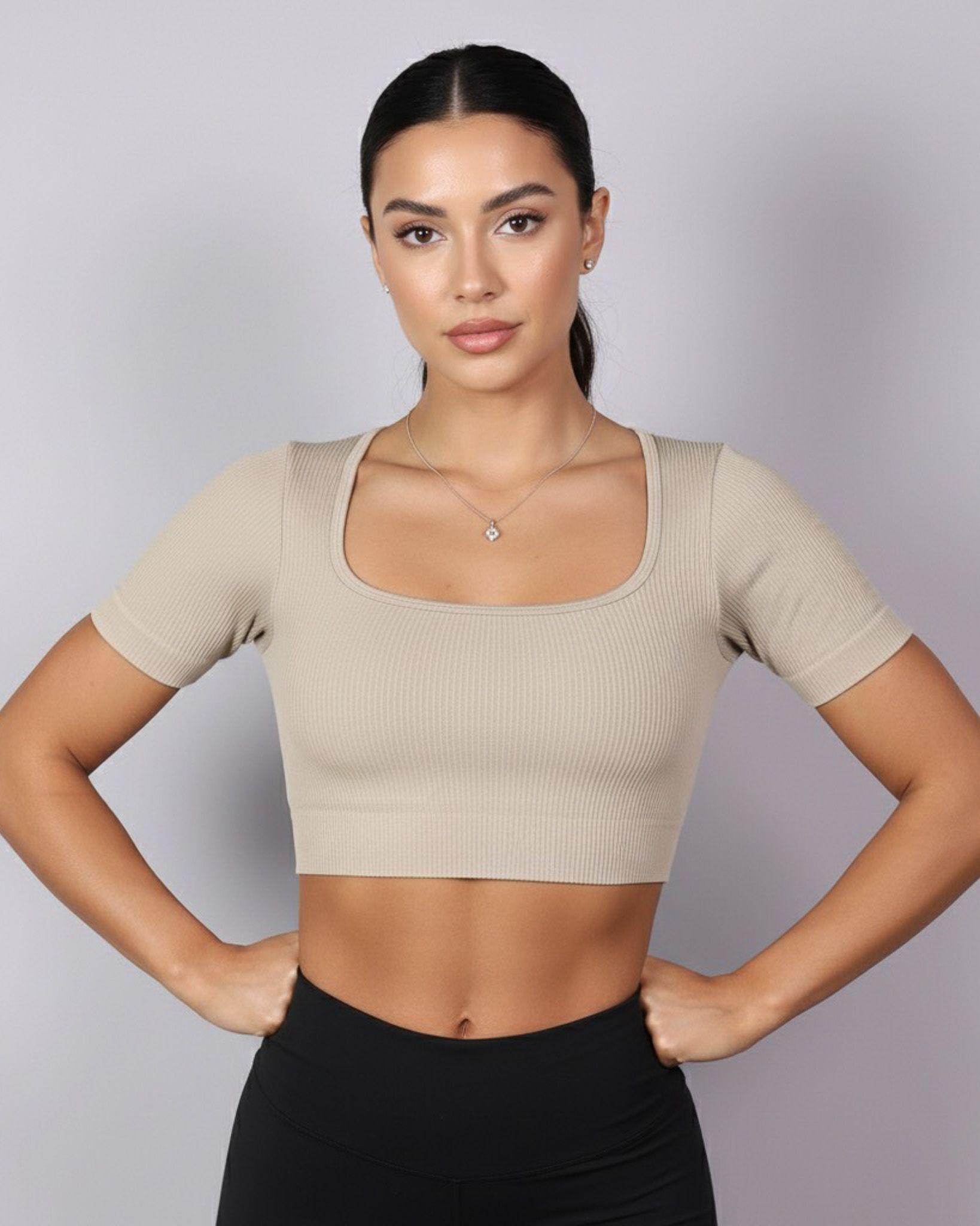 Top Camiseta Deportiva Manga Corta Acanalado Premium Yj195-0