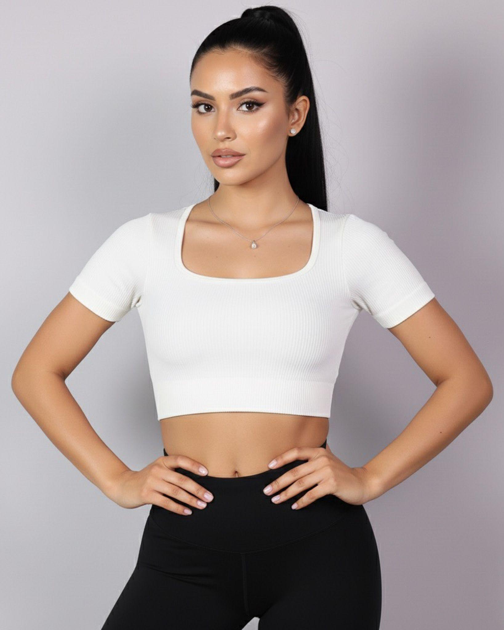 Top Camiseta Deportiva Manga Corta Acanalado Premium Yj195-0