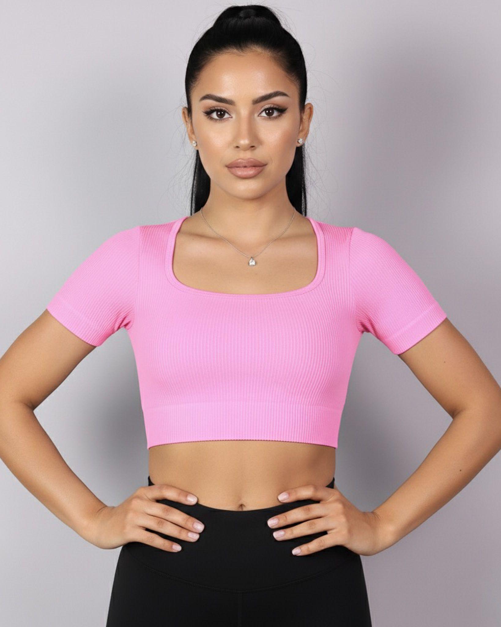 Top Camiseta Deportiva Manga Corta Acanalado Premium Yj195-0