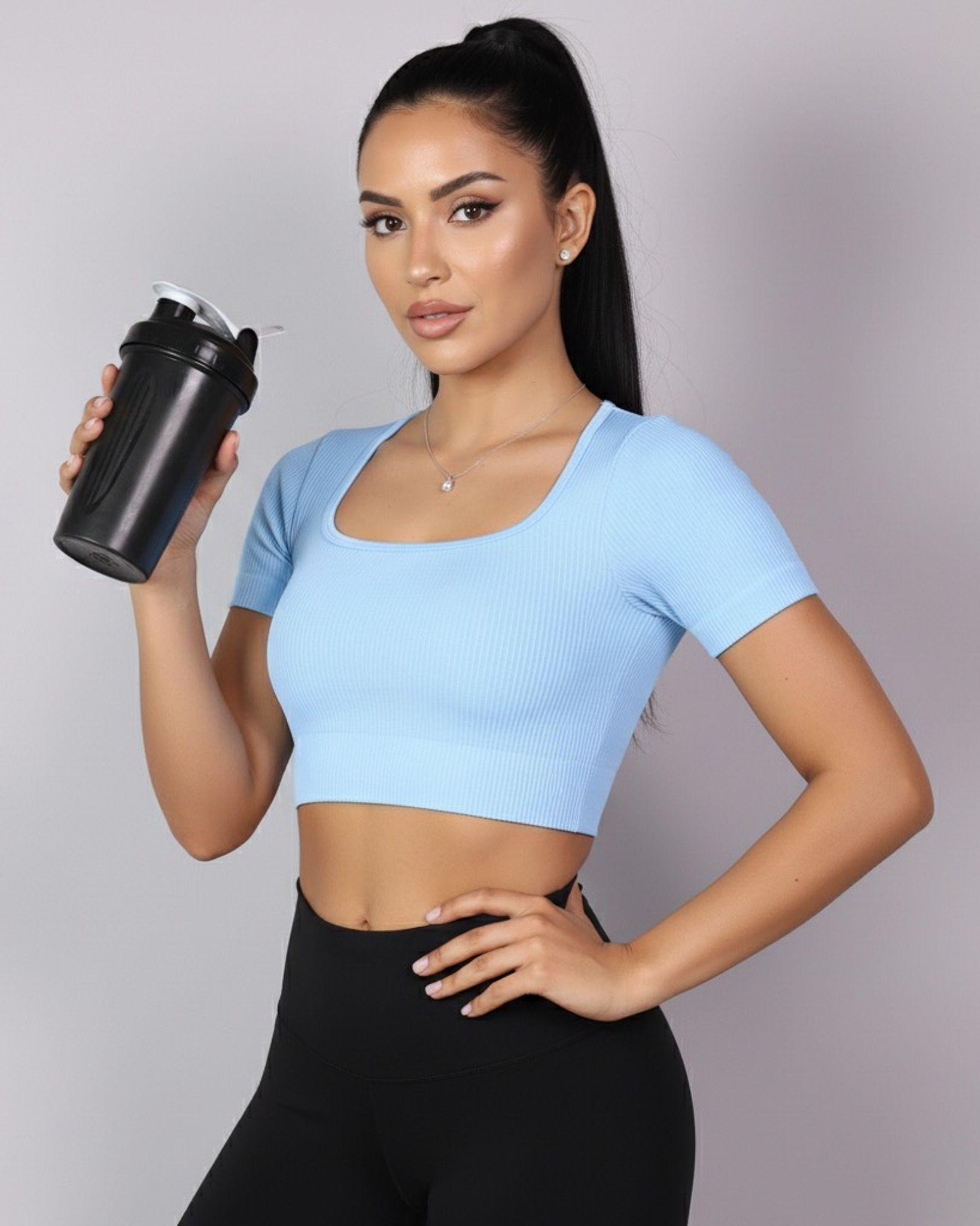Top Camiseta Deportiva Manga Corta Acanalado Premium Yj195-0