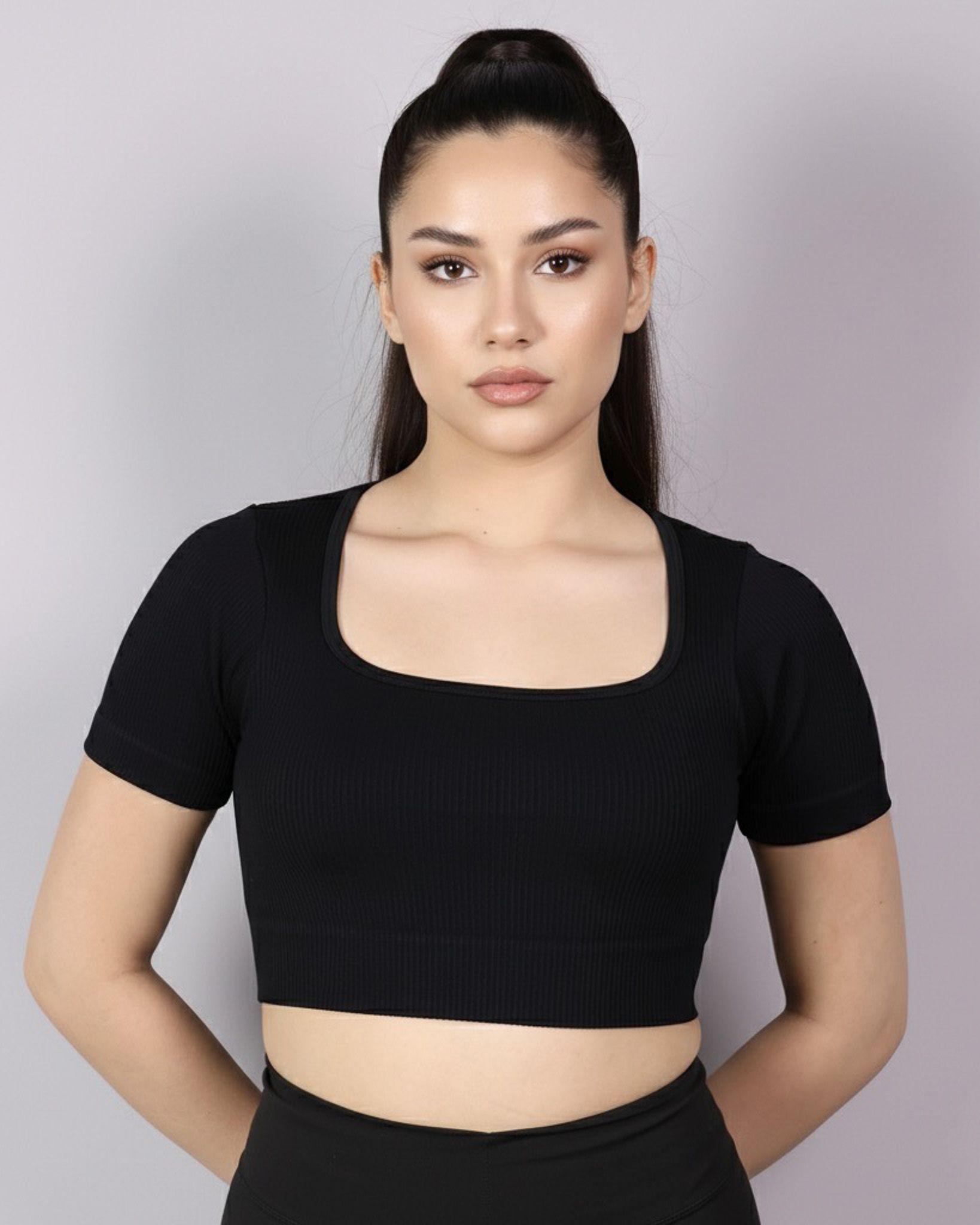 Top Camiseta Deportiva Manga Corta Acanalado Premium Yj195-0