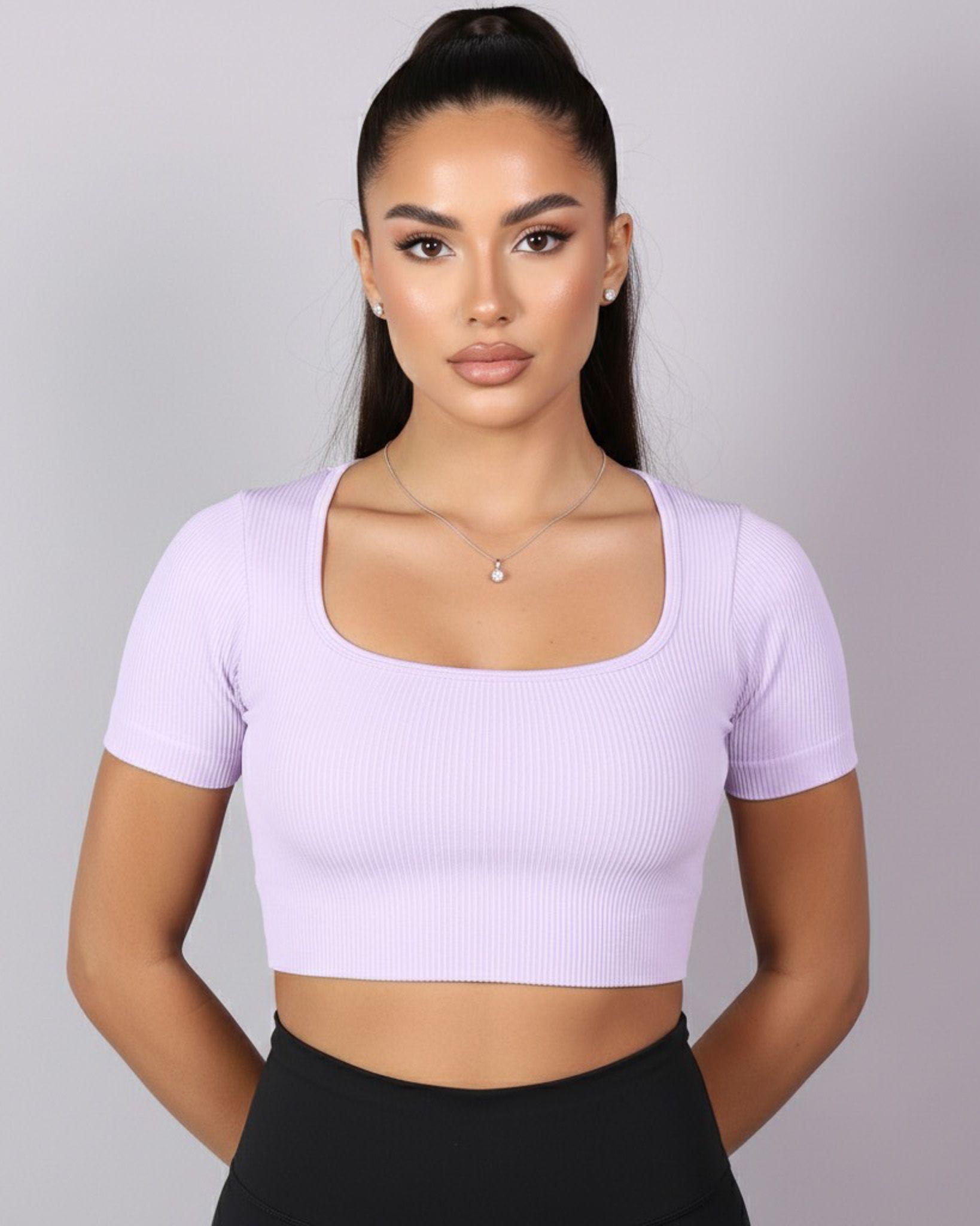 Top Camiseta Deportiva Manga Corta Acanalado Premium Yj195-0
