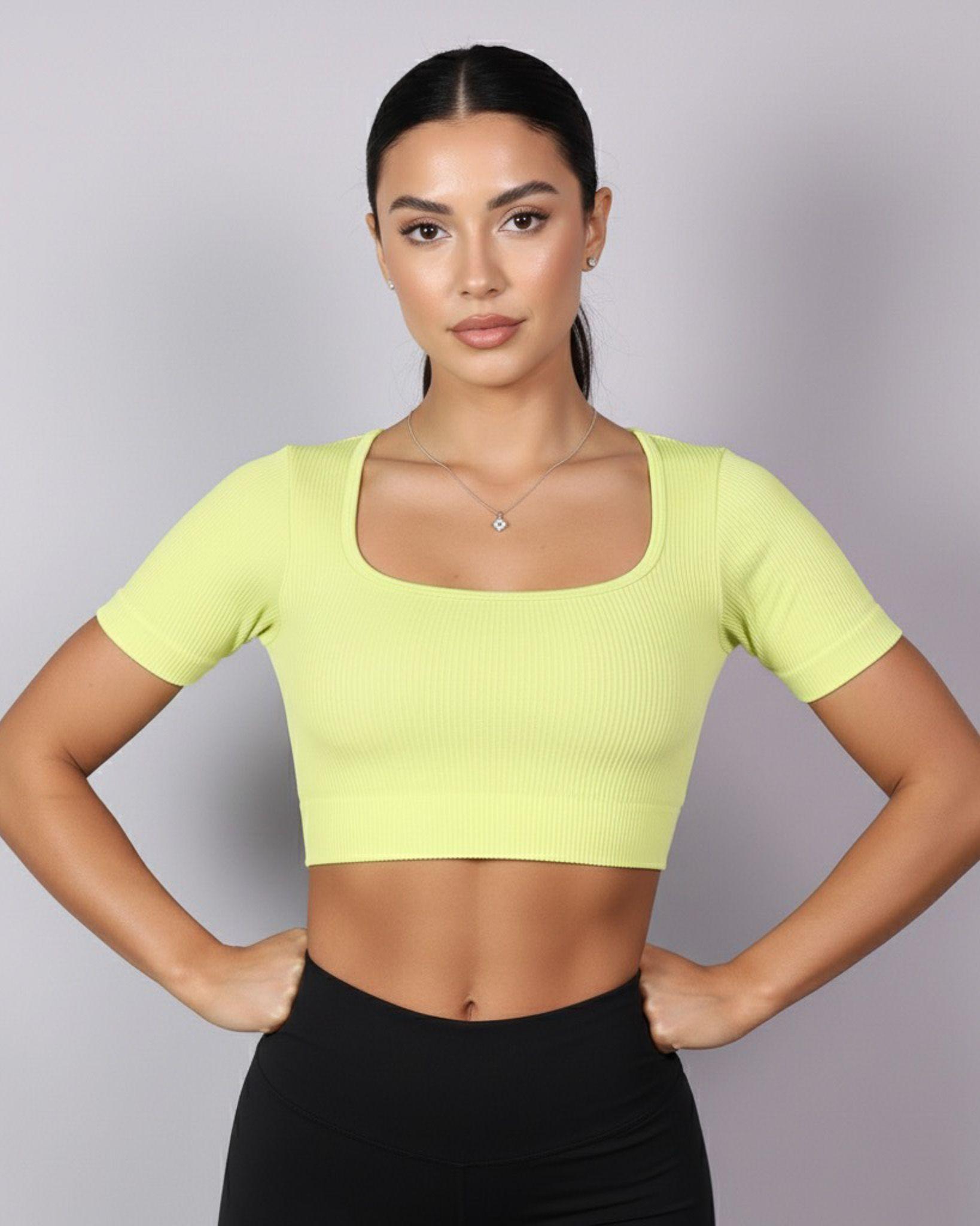Top Camiseta Deportiva Manga Corta Acanalado Premium Yj195-0