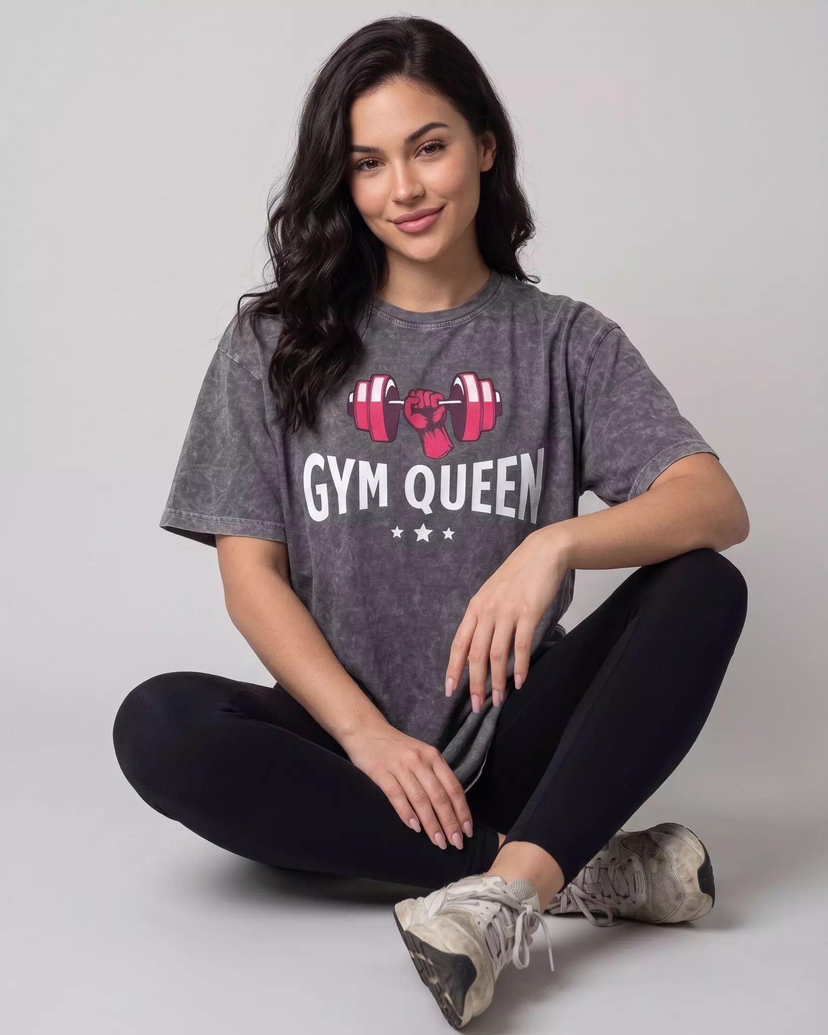 Polera Oversize Mujer Gym Queen - Look Retro Prelavada-2