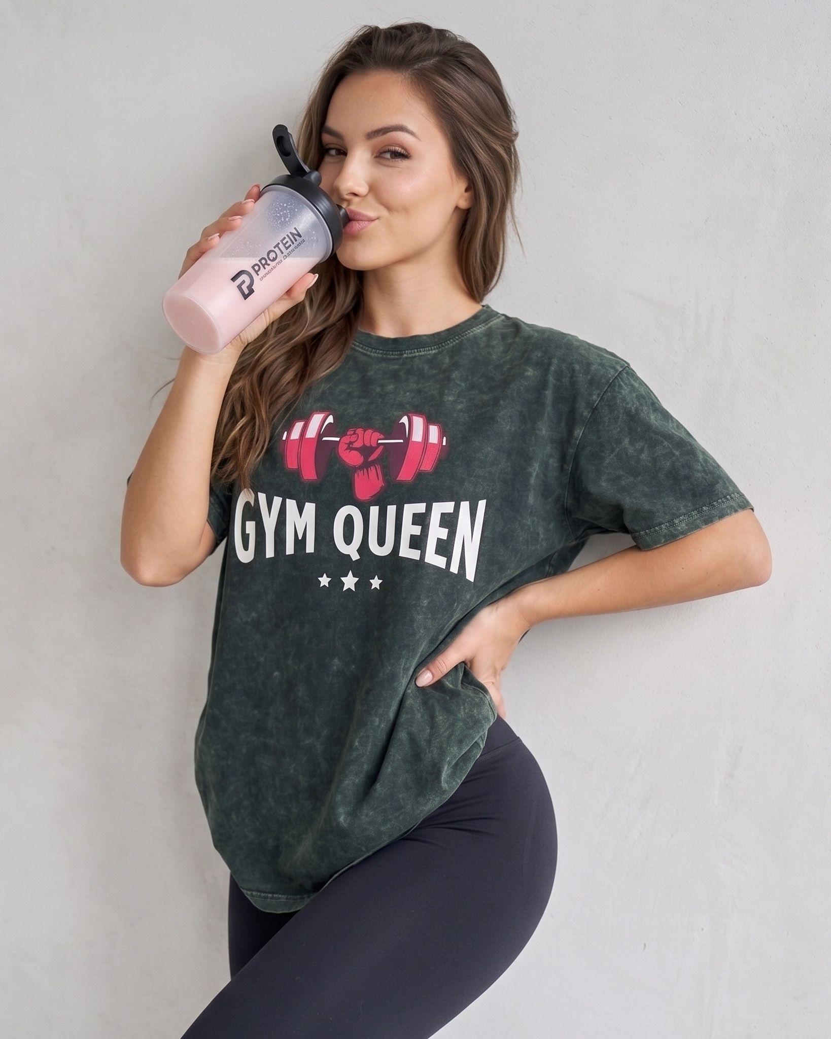 Polera Oversize Mujer Gym Queen - Look Retro Prelavada-0